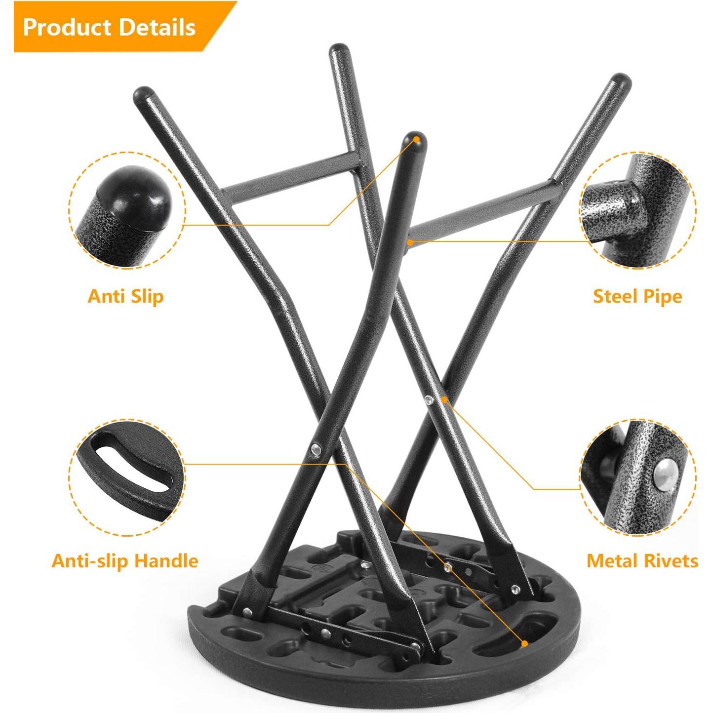 Taburete Plegable 5Rcom Negro, Capacidad 227kg, 45.7cm