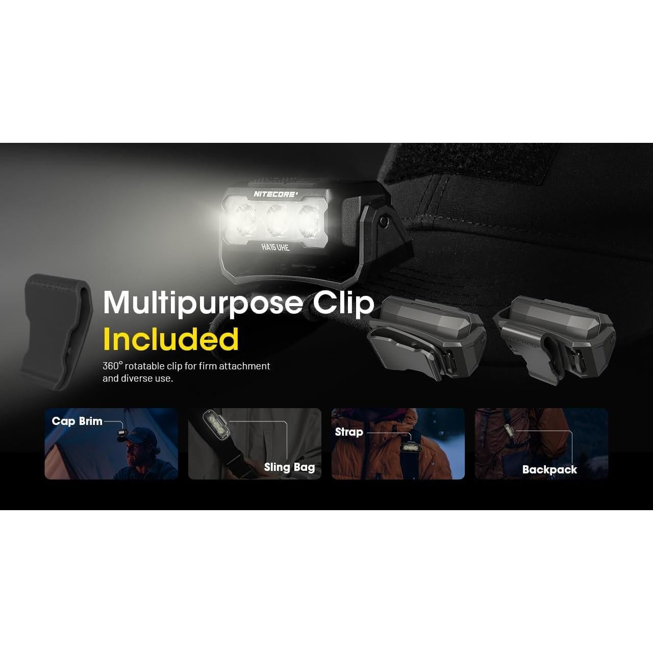 Linterna Frontal Nitecore HA15 UHE 400 Lúmenes Recargable USB-C