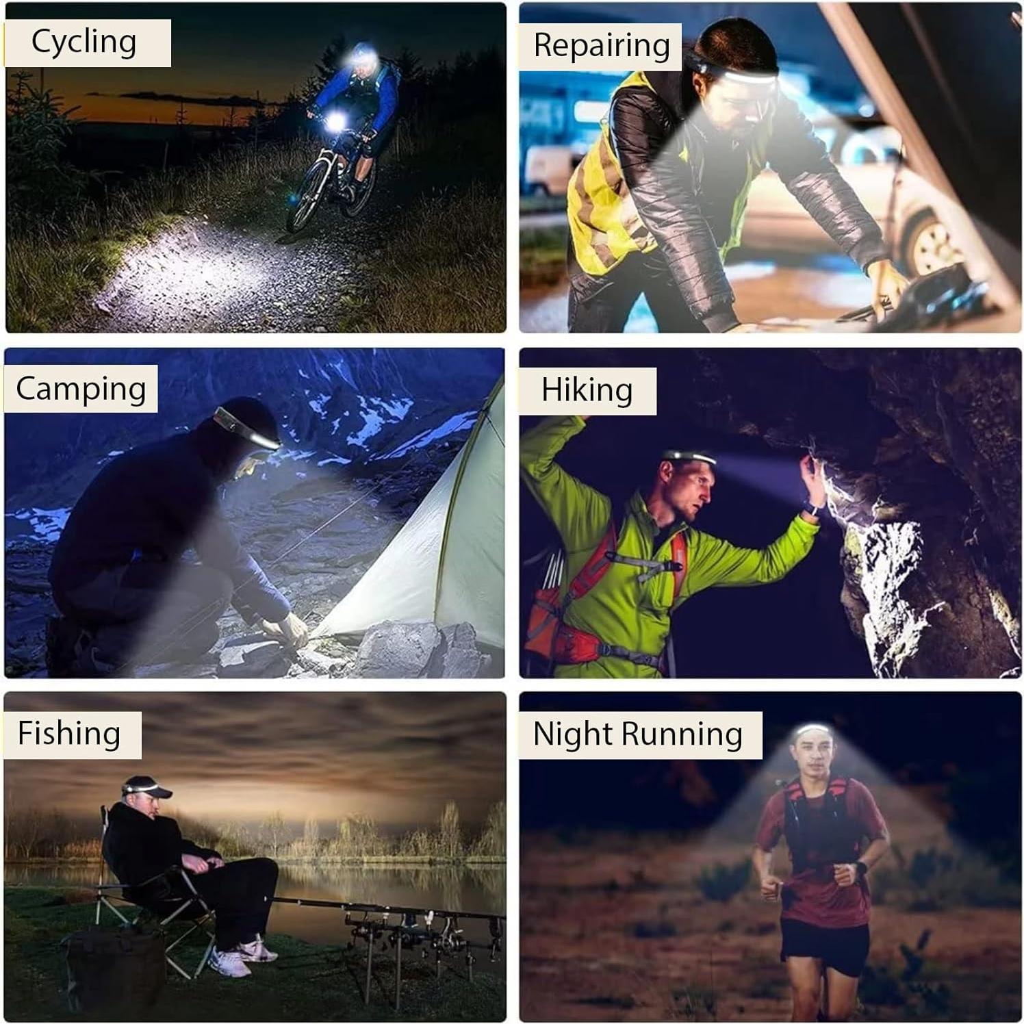 Linterna Frontal Recargable LAKUMIQI 350 Lúmenes 1200mAh