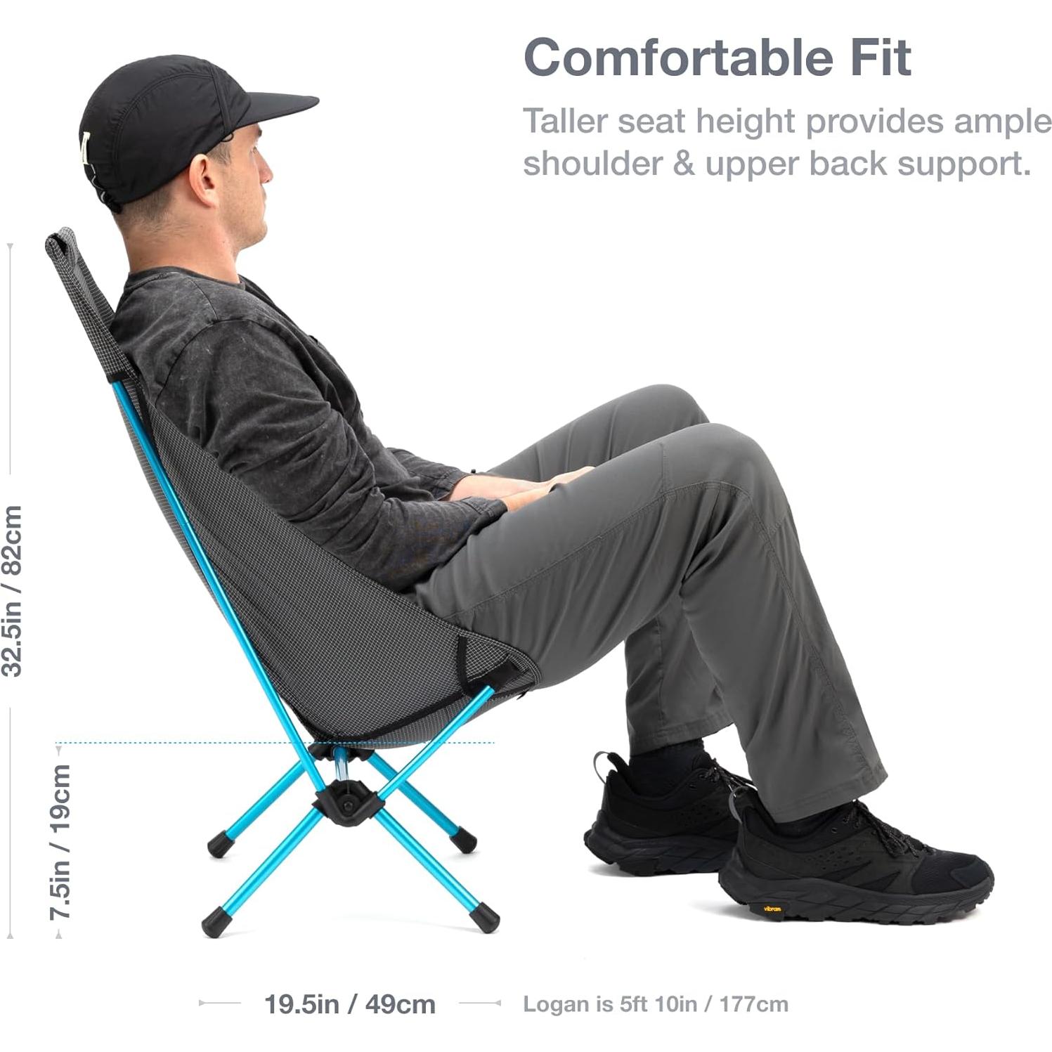 Helinox Chair Zero Ultralight Highback Backpacking Chair, Black