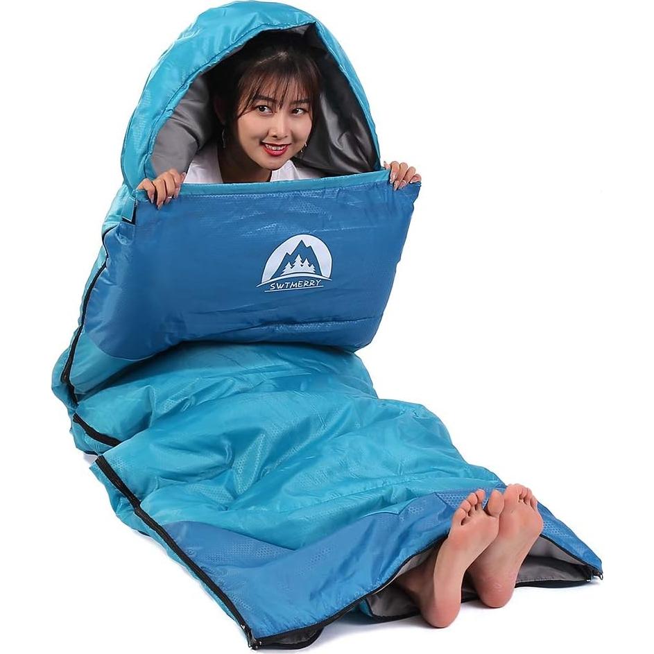 Saco de Dormir SWTMMERRY 3 Temporadas Individual Ligero Impermeable