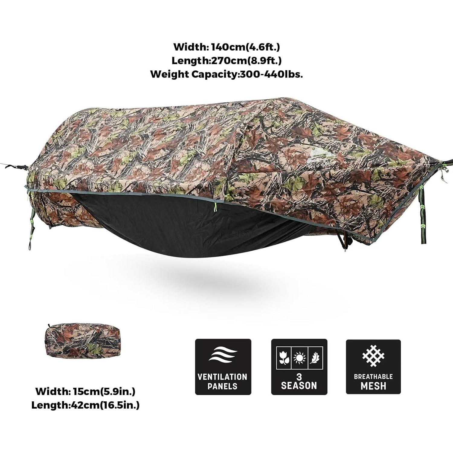 Hamaca de Camping Rivenlo 3 en 1 Impermeable Camo Ligera
