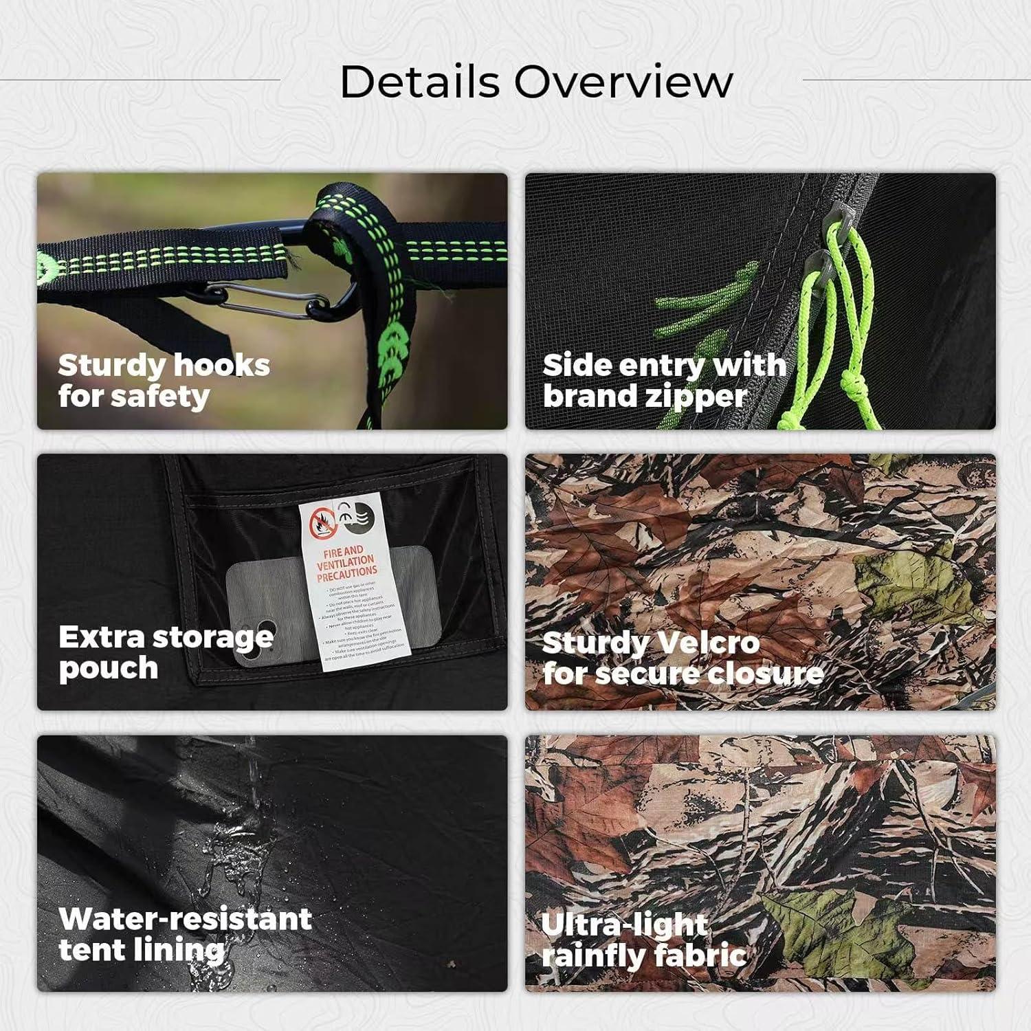 Hamaca de Camping Rivenlo 3 en 1 Impermeable Camo Ligera