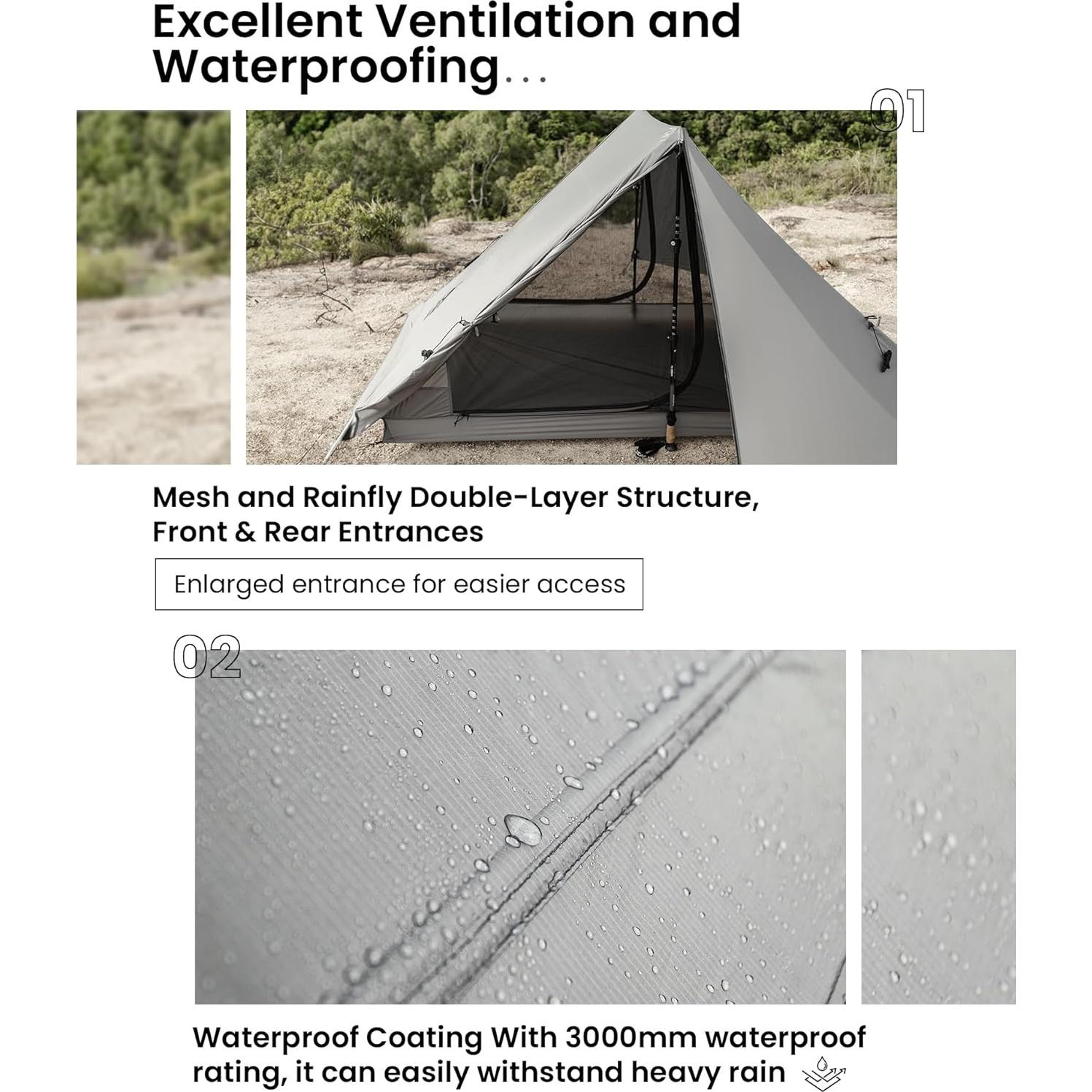 Tienda de Camping OneTigris HILLRIDGE 2 Personas Impermeable