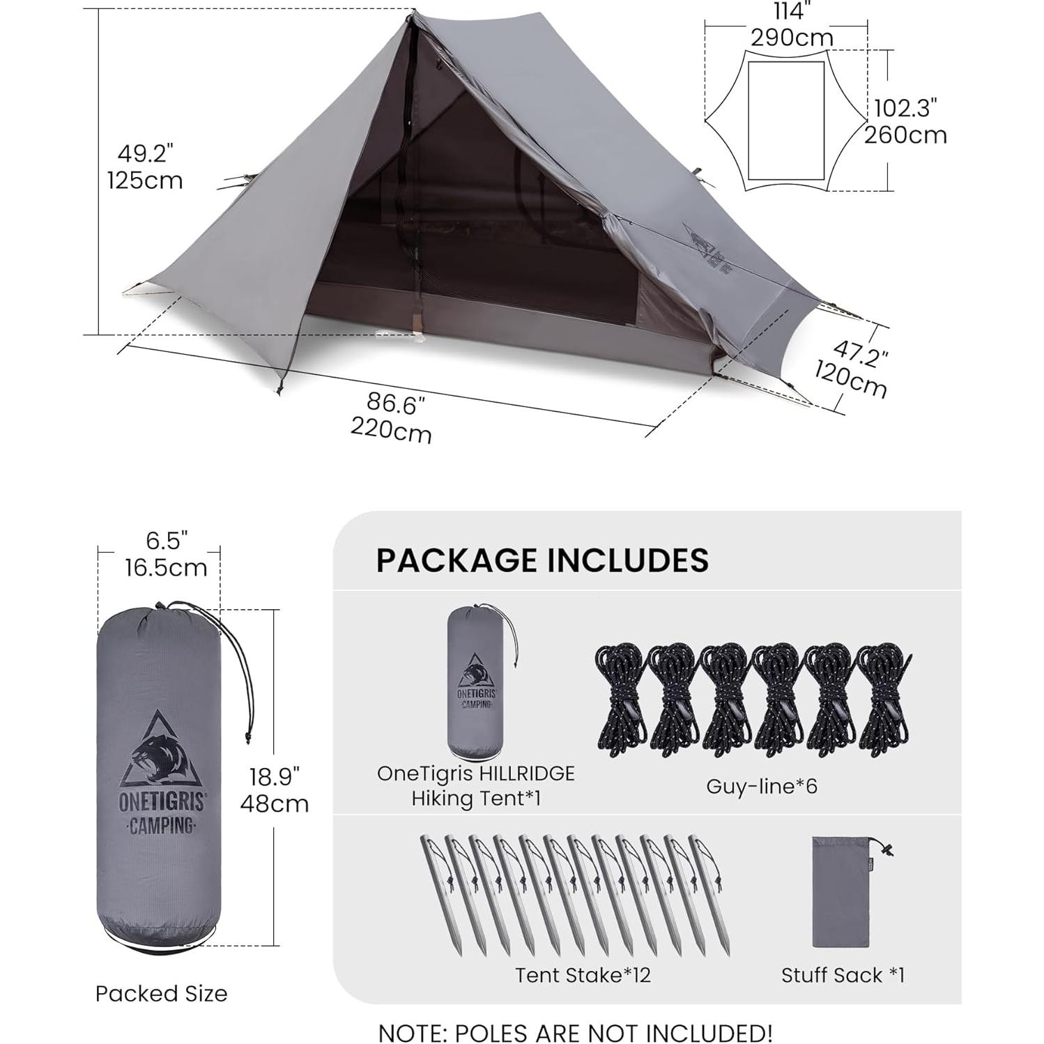 Tienda de Camping OneTigris HILLRIDGE 2 Personas Impermeable