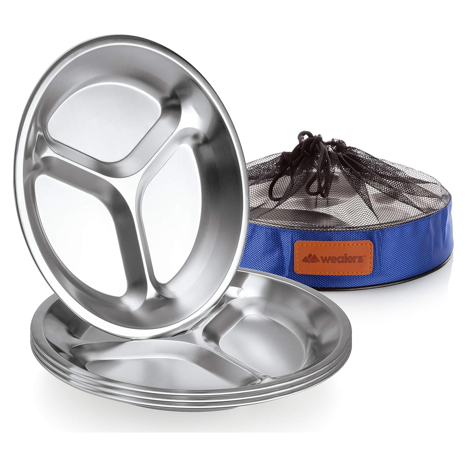 Juego de Platos de Acero Inoxidable Wealers - 4 Platos 24.89 cm