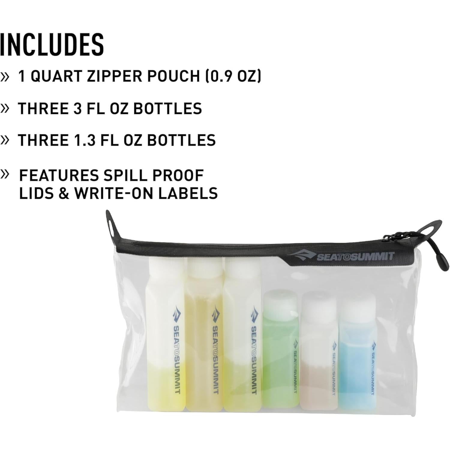 Sea to Summit TravellingLight Clear Zip Pouch with Travel Bottles, TSA Approved Toiletry Kit