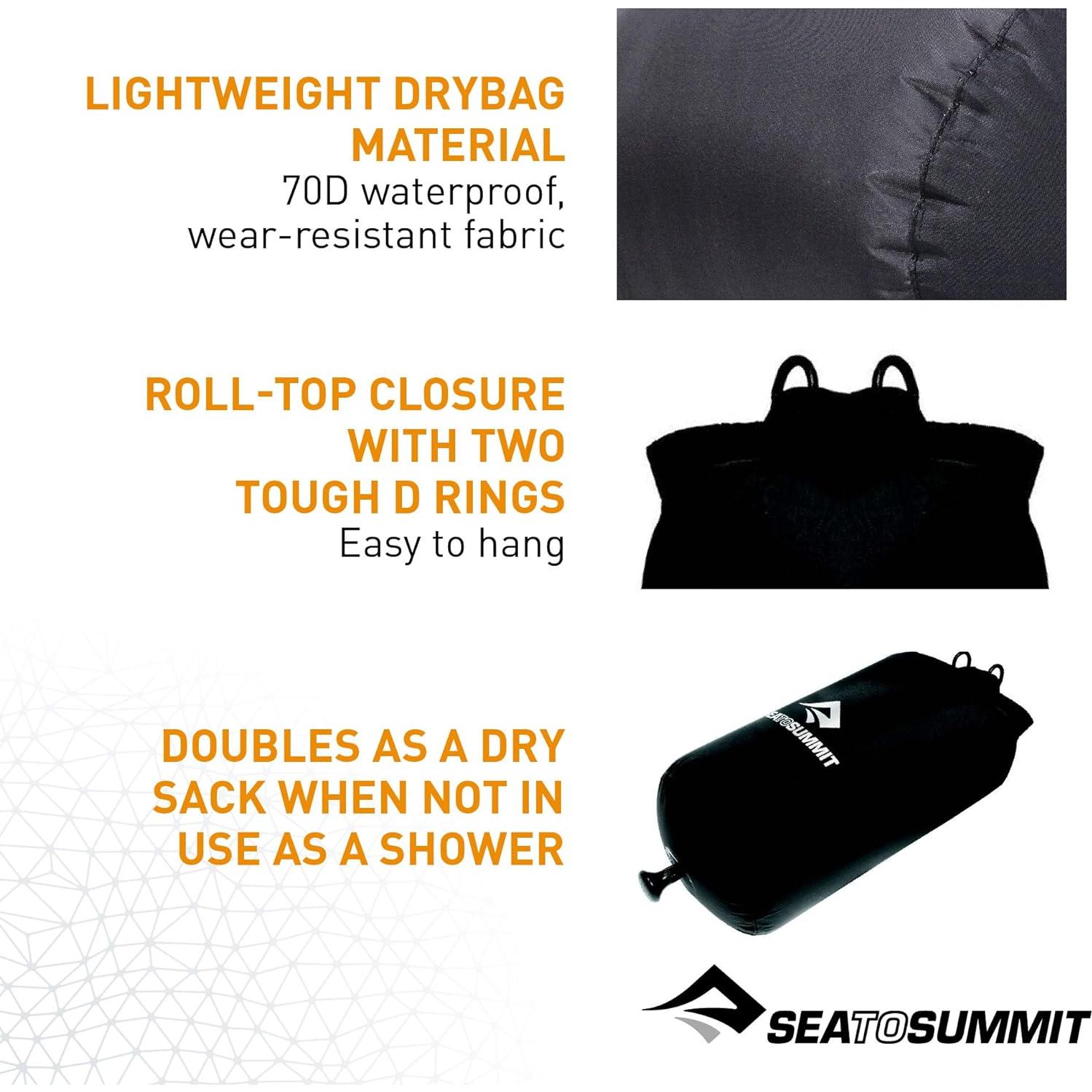 Ducha de bolsillo Sea to Summit 10L Negra para acampar