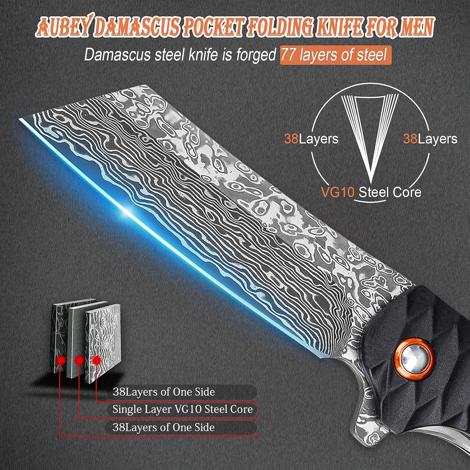 Cuchillo de Bolsillo AUBEY Damasco 9 cm Plegable EDC