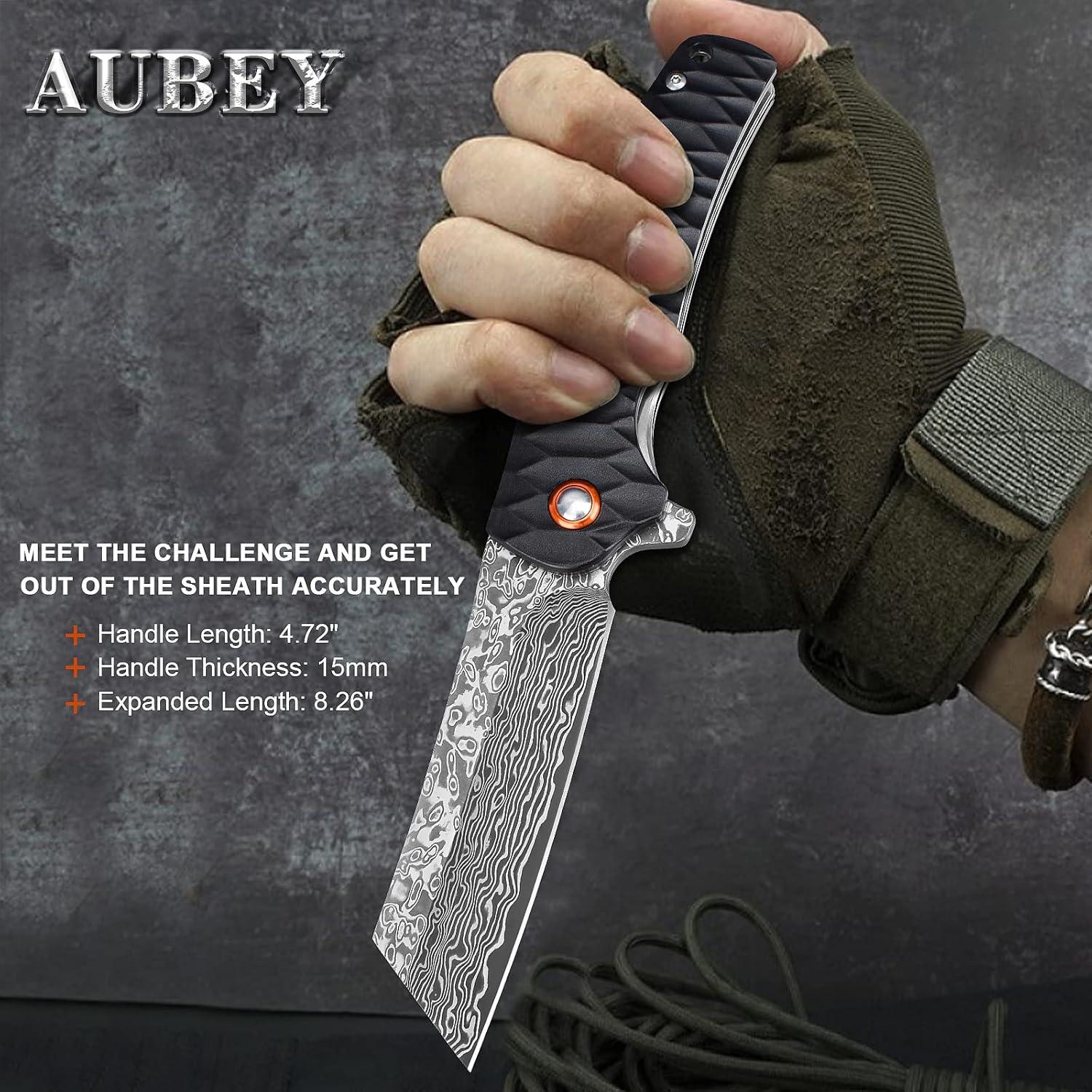 Cuchillo de Bolsillo AUBEY Damasco 9 cm Plegable EDC