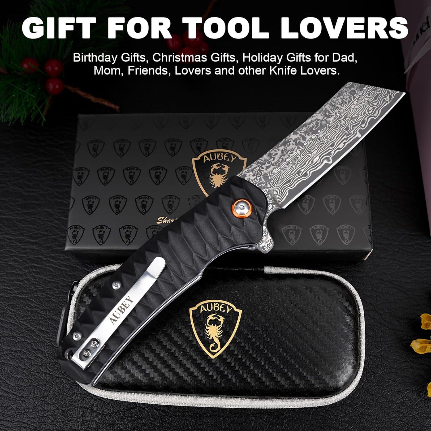 Cuchillo de Bolsillo AUBEY Damasco 9 cm Plegable EDC