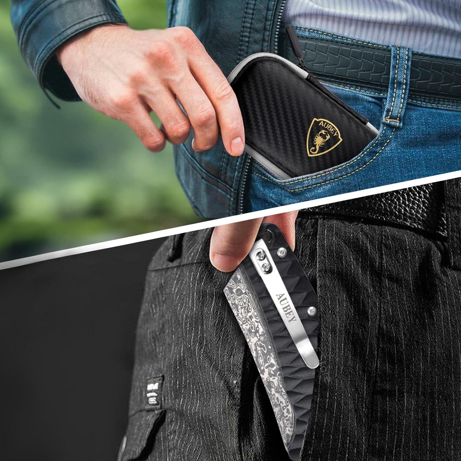 Cuchillo de Bolsillo AUBEY Damasco 9 cm Plegable EDC