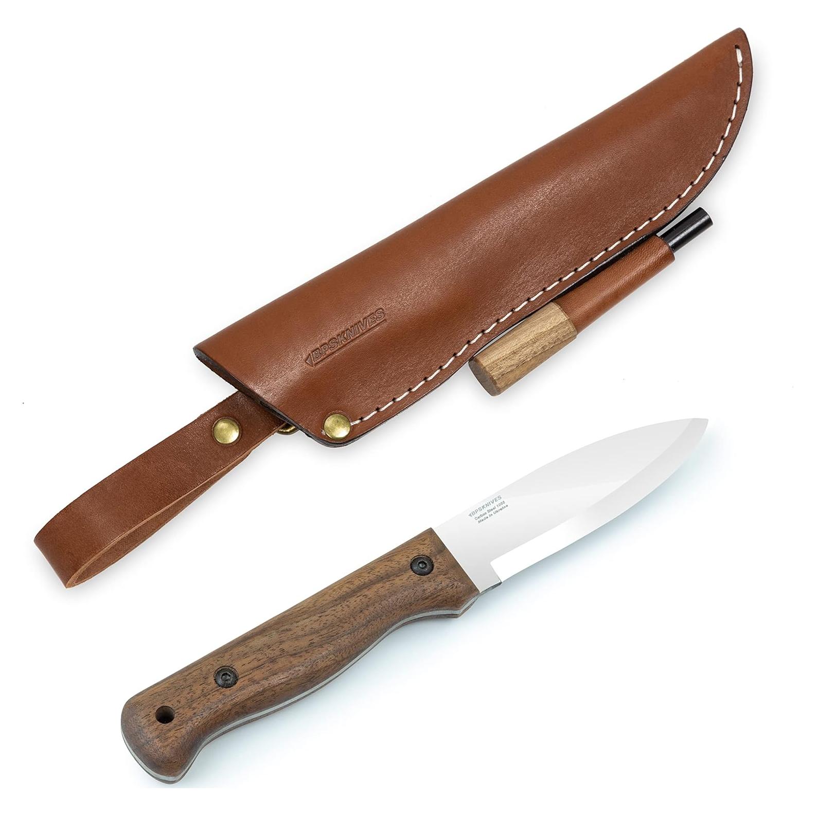 Cuchillo de Bushcraft BPS B1 CSHF con Funda de Cuero 24cm