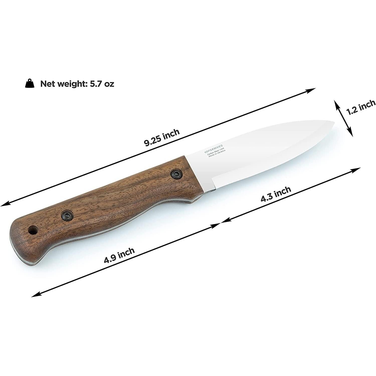 Cuchillo de Bushcraft BPS B1 CSHF con Funda de Cuero 24cm
