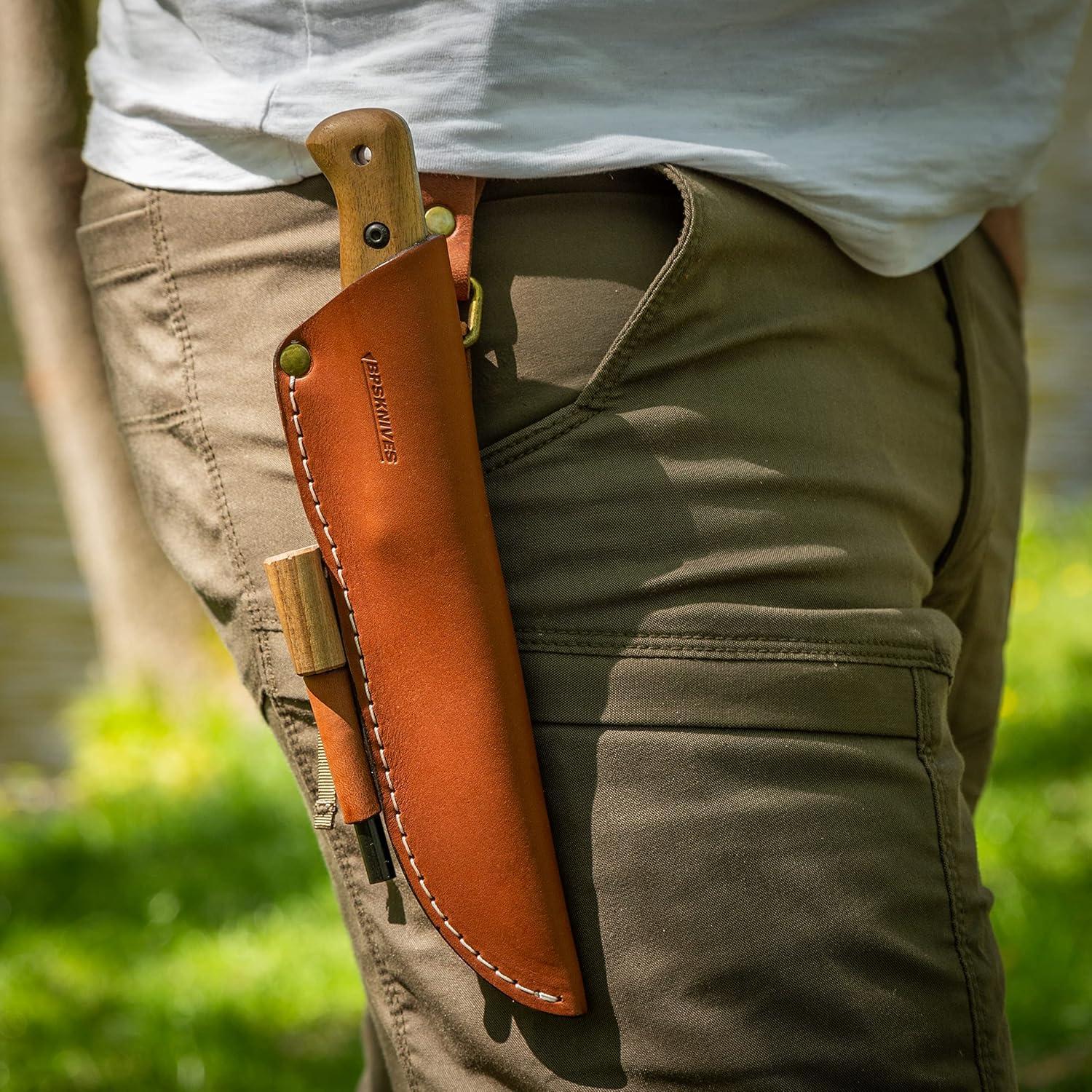 Cuchillo de Bushcraft BPS B1 CSHF con Funda de Cuero 24cm