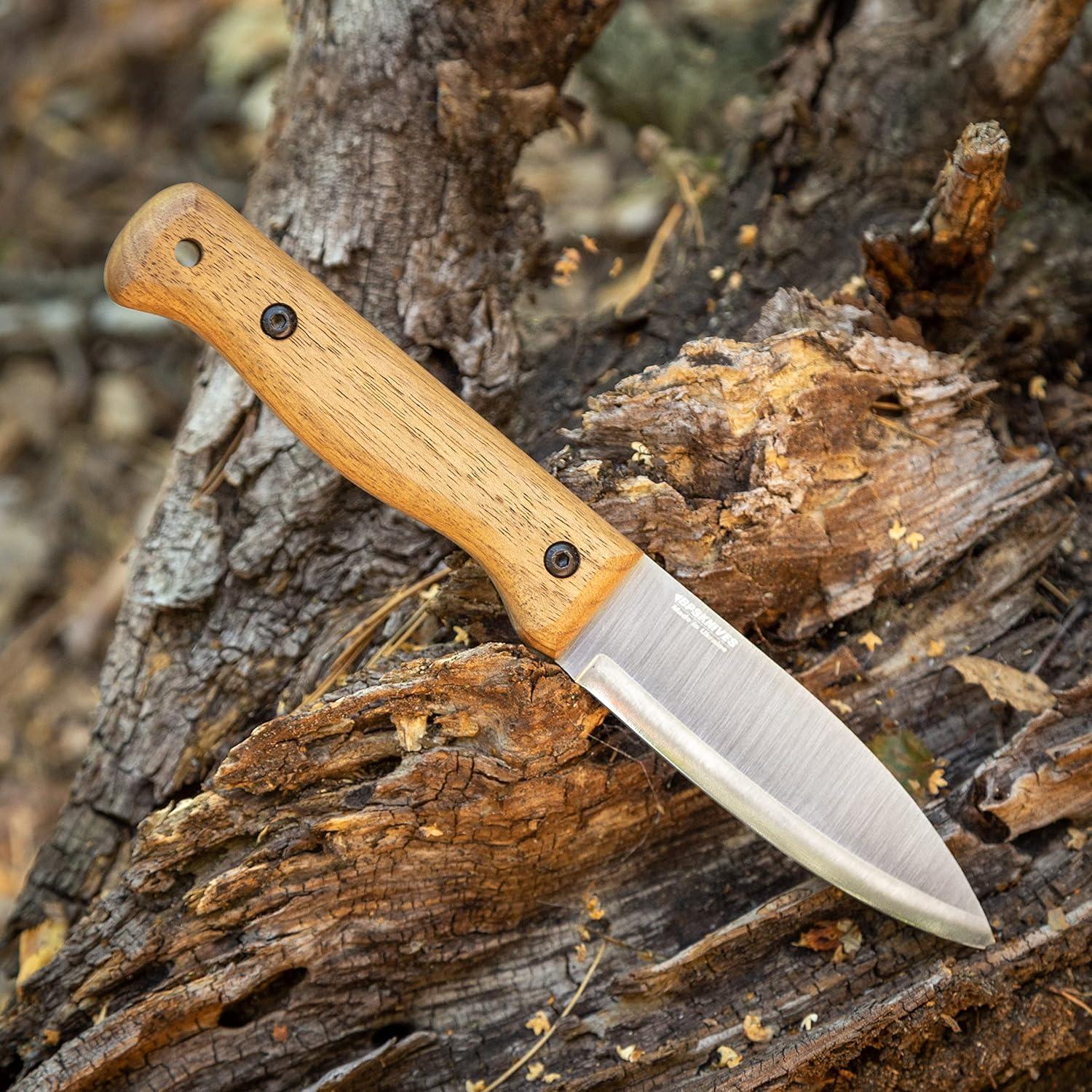 Cuchillo de Bushcraft BPS B1 CSHF con Funda de Cuero 24cm