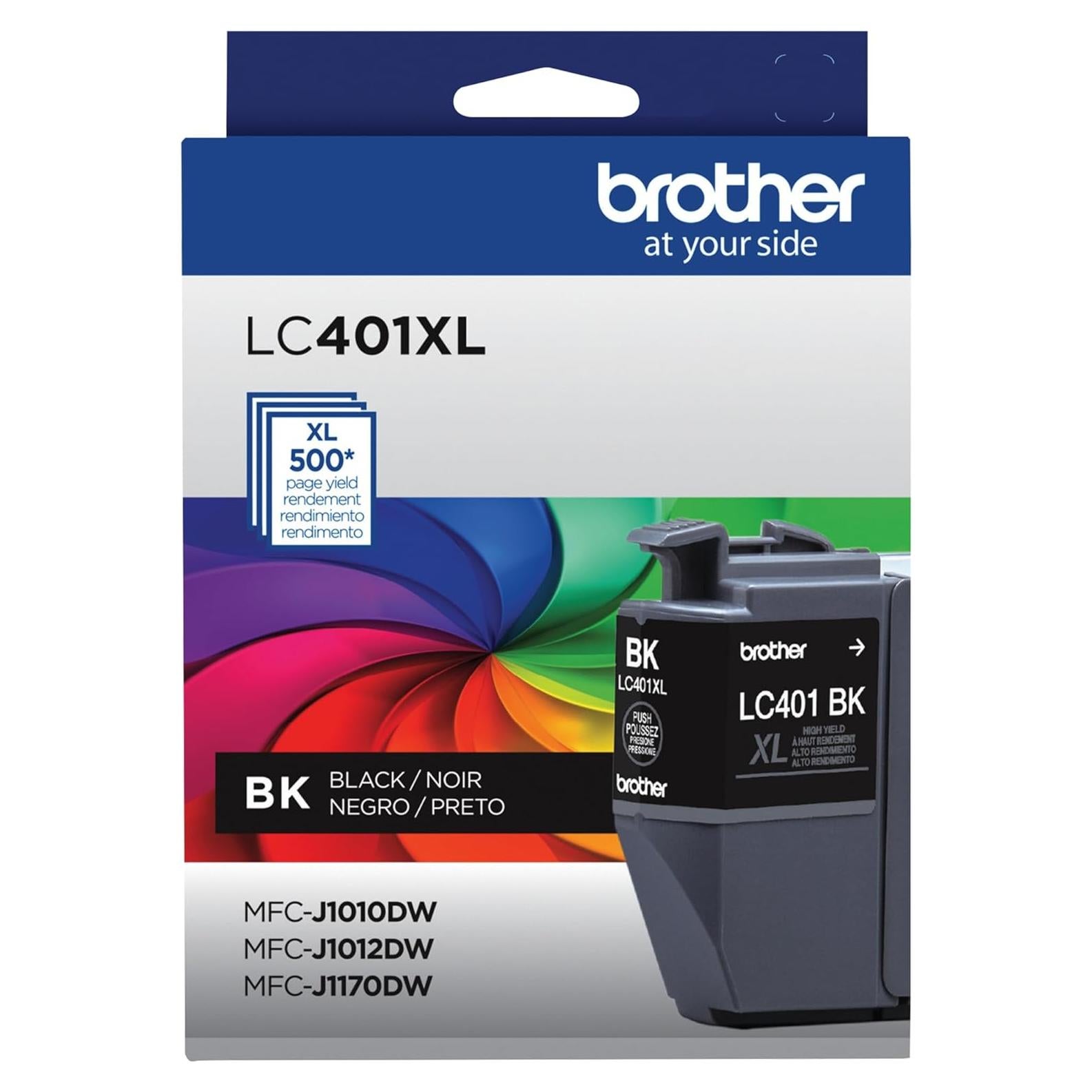 Cartucho de Tinta Negra Brother LC401XLBK Alto Rendimiento 500 Páginas