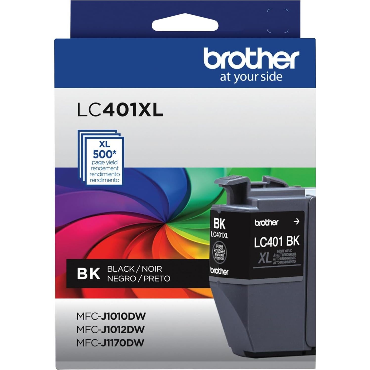 Cartucho de Tinta Negra Brother LC401XLBK Alto Rendimiento 500 Páginas