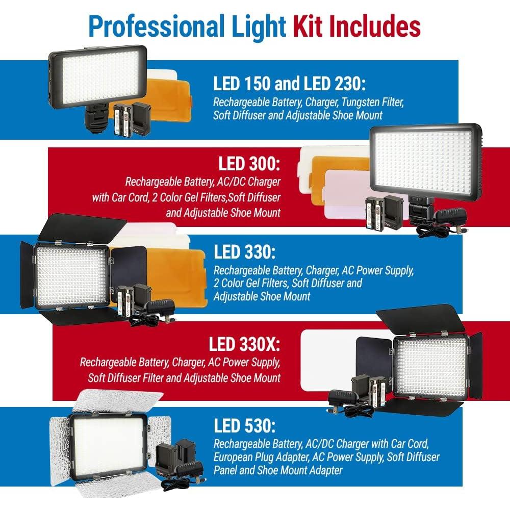 Luz LED de Video Vidpro LED-530 con Batería y Difusor 3200K-5600K