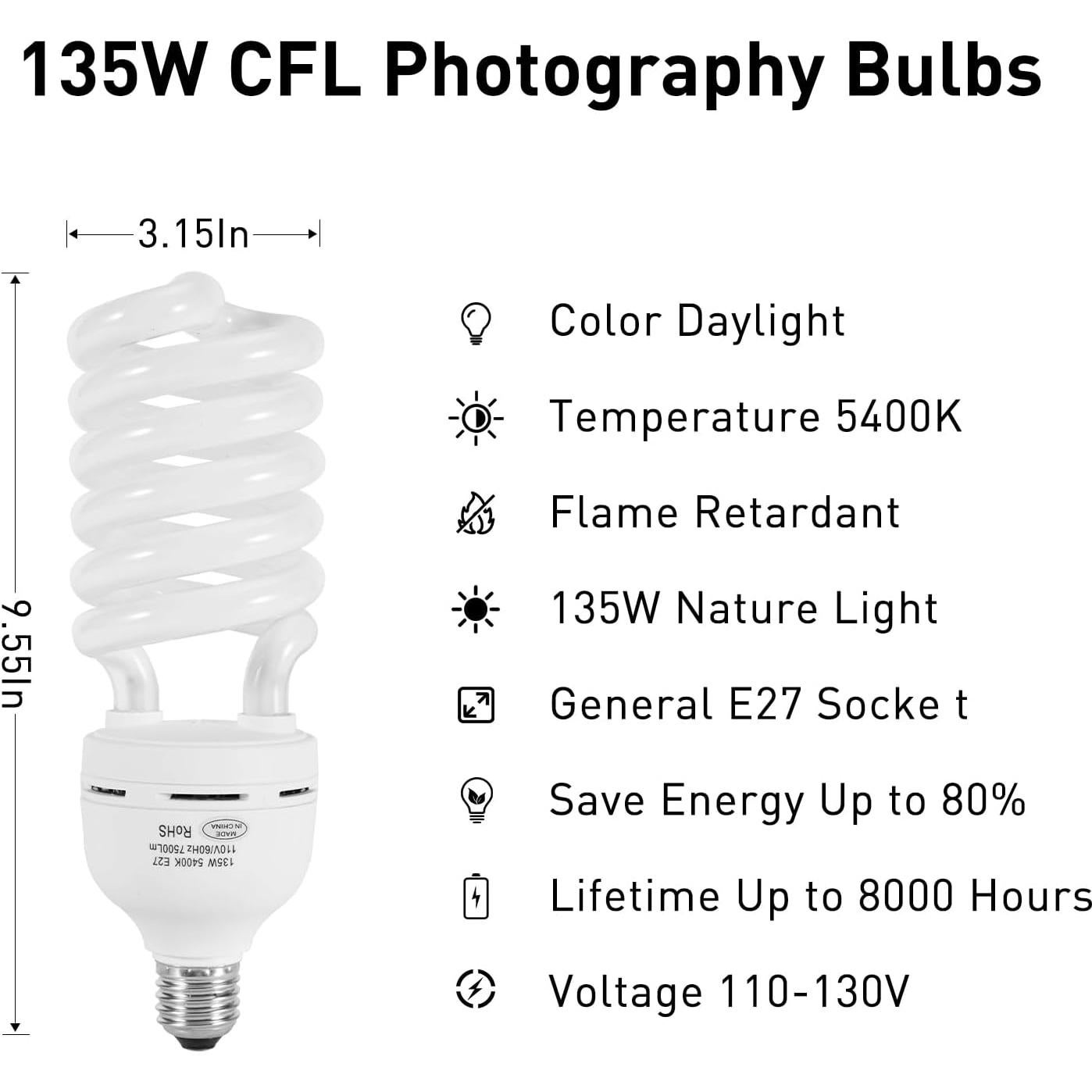 Bombilla CFL 135W Skytex E27 5400K Luz Diurna Fotografía