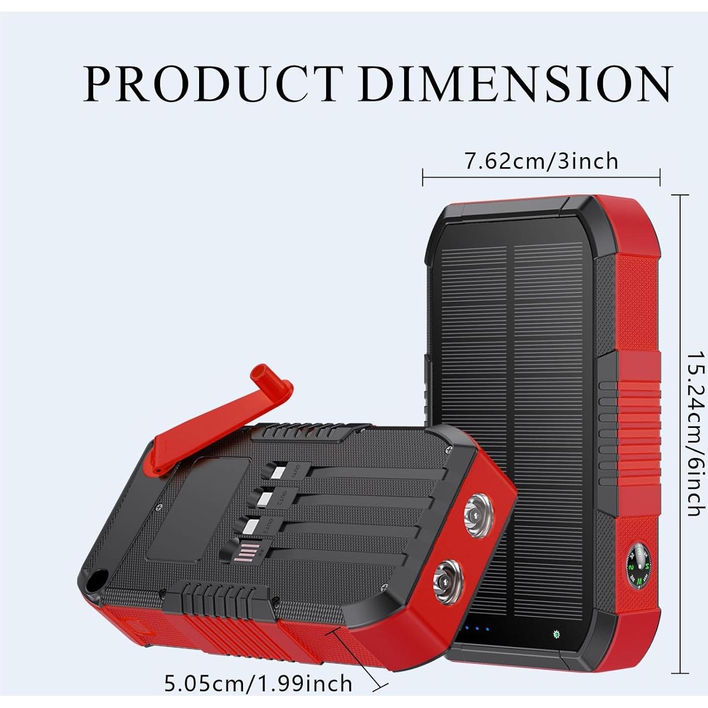 Banco de Energía Solar 66800mAh KIGOKER con Manivela y 6 Salidas