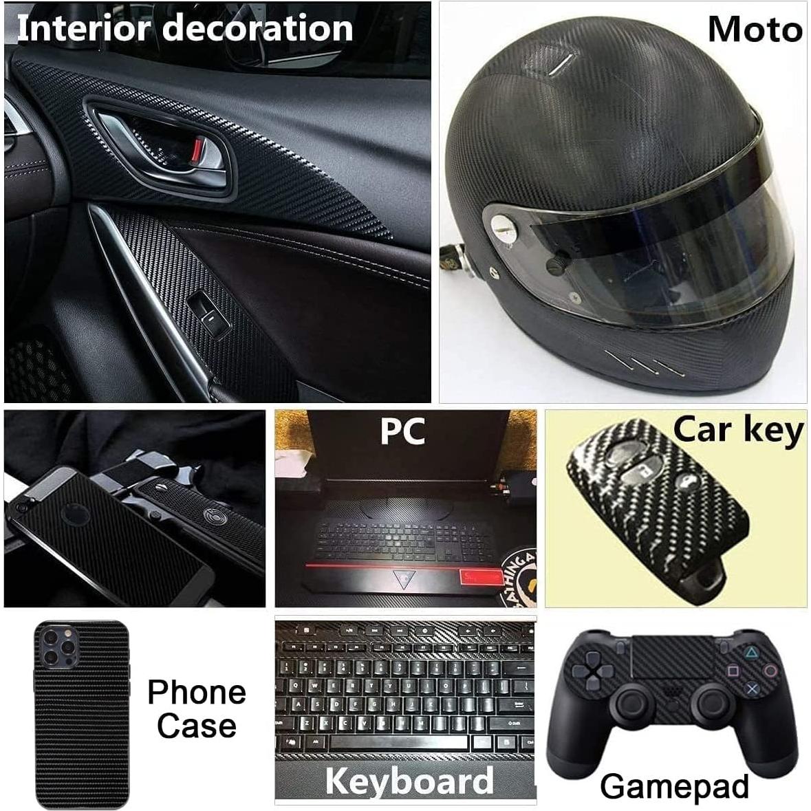 Vinilo Envoltura de Fibra de Carbono Negra 6D Lypumso 300x30cm