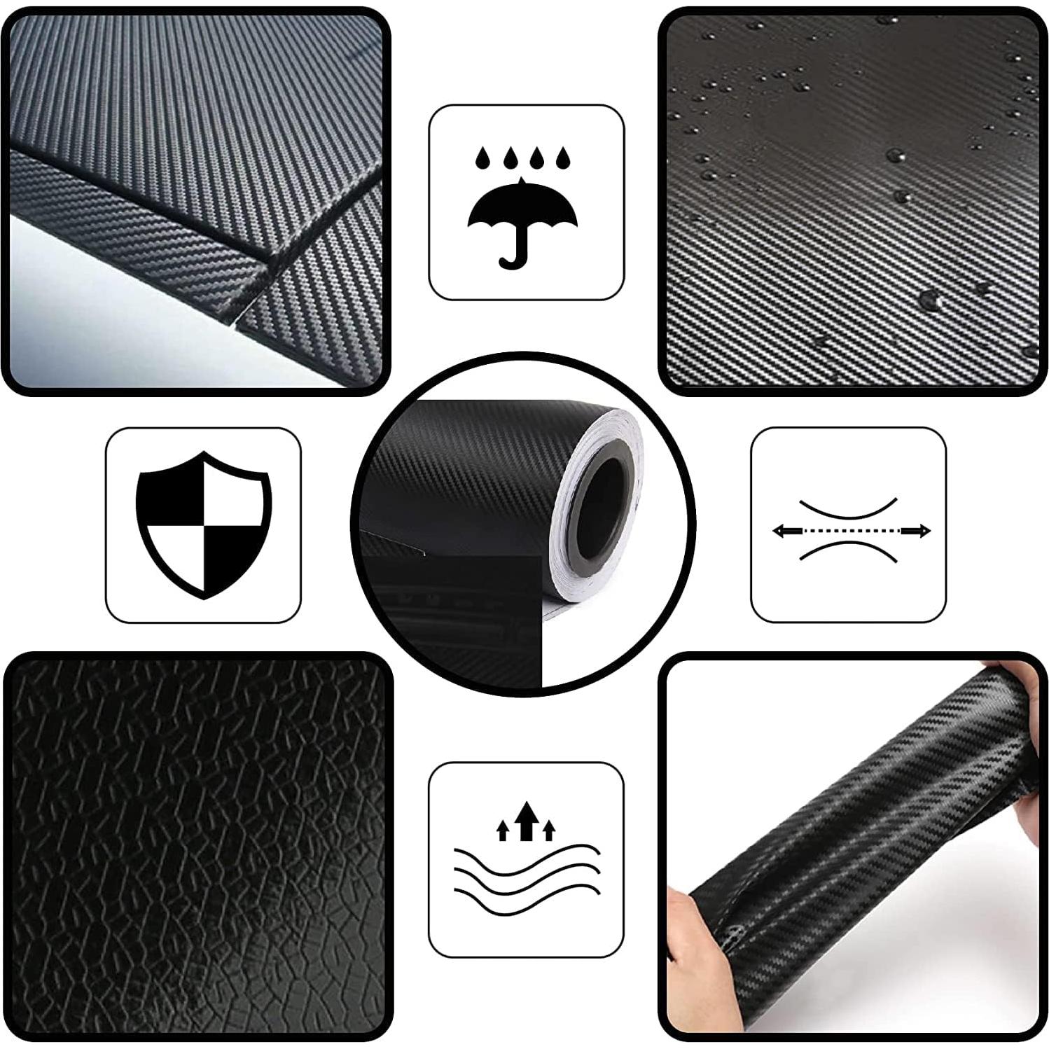 Vinilo Envoltura de Fibra de Carbono Negra 6D Lypumso 300x30cm