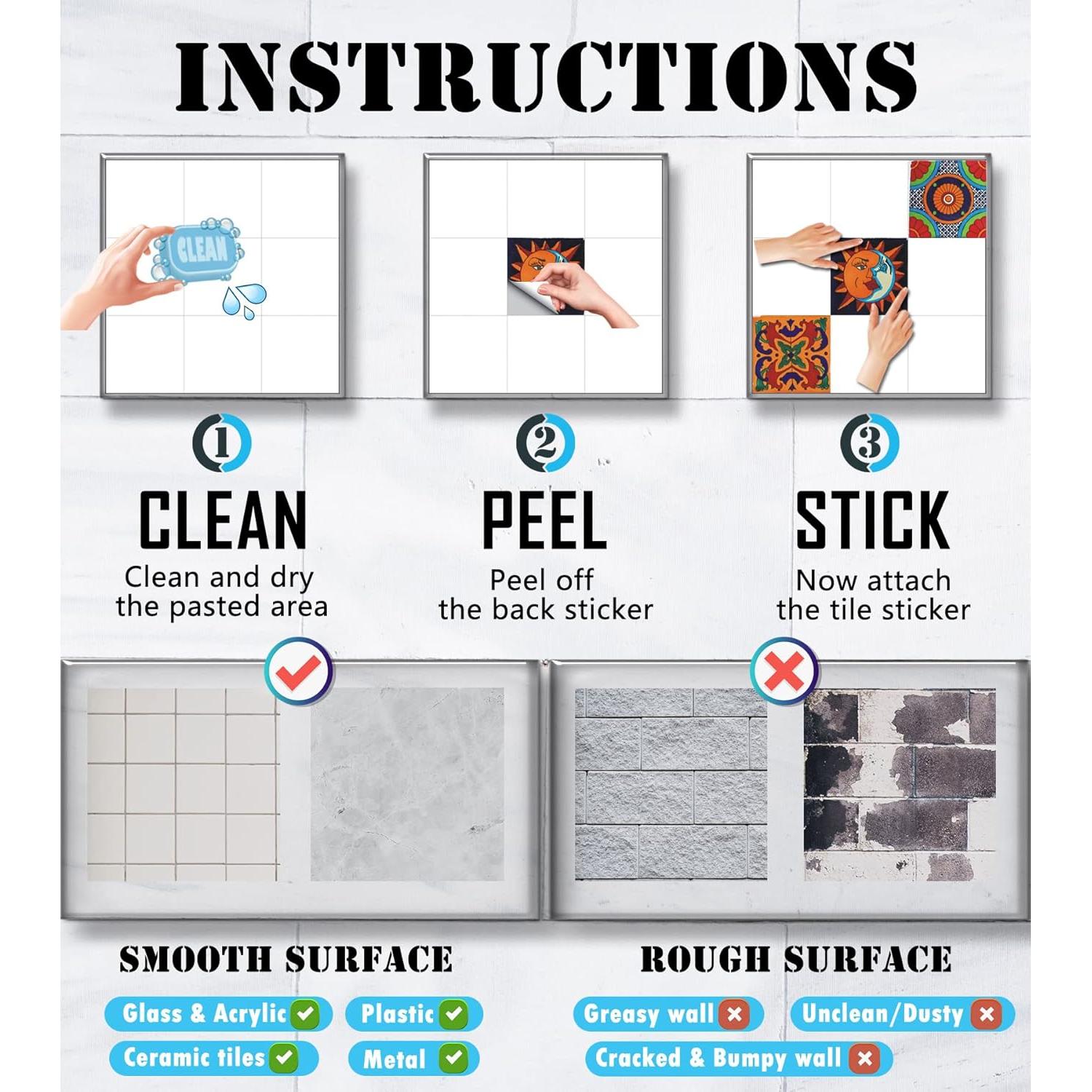 Pegatinas de Azulejos Cendray Retro 10x10 cm Impermeables