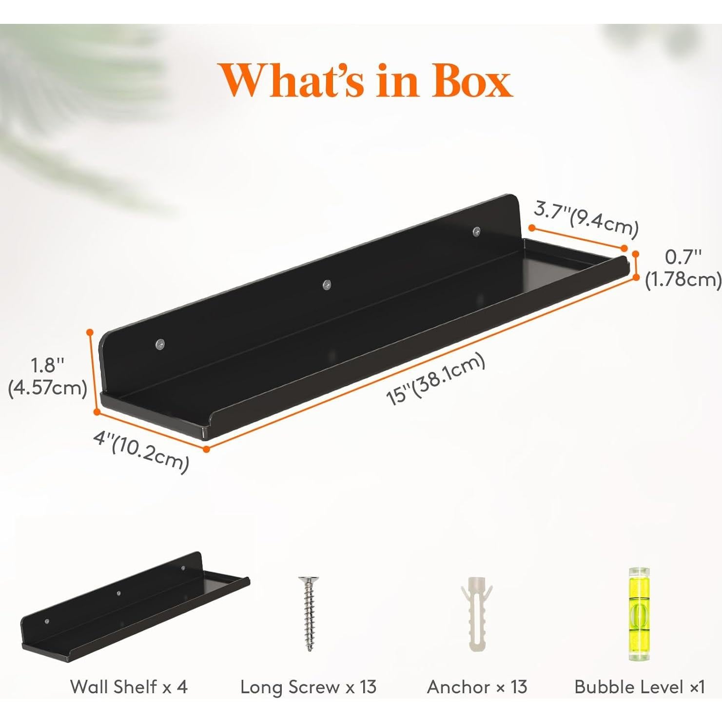 Estantes Flotantes Lifewit Negros 4 Piezas 38x10 cm