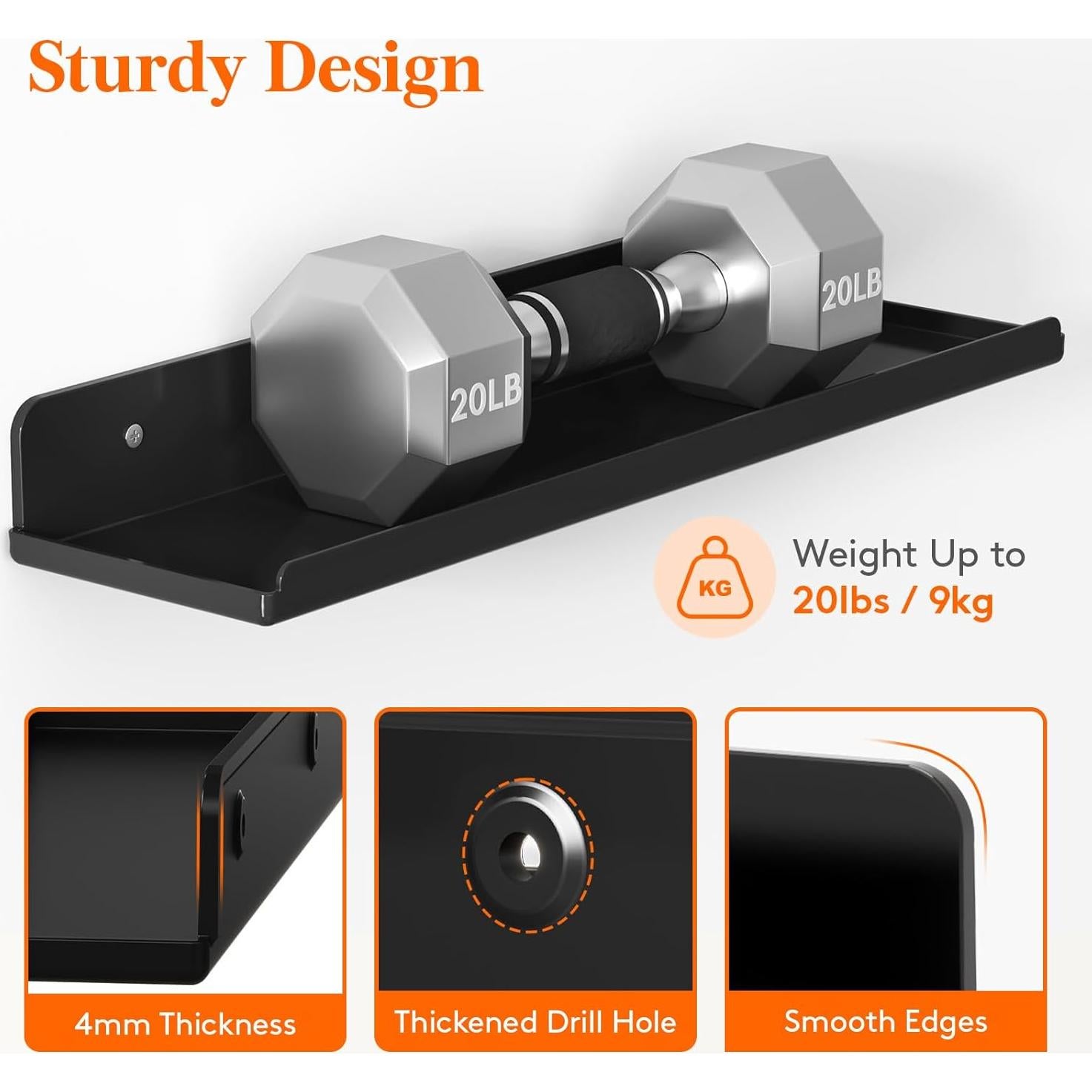 Estantes Flotantes Lifewit Negros 4 Piezas 38x10 cm