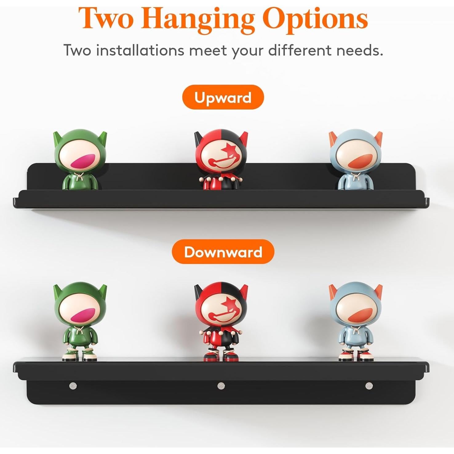 Estantes Flotantes Lifewit Negros 4 Piezas 38x10 cm