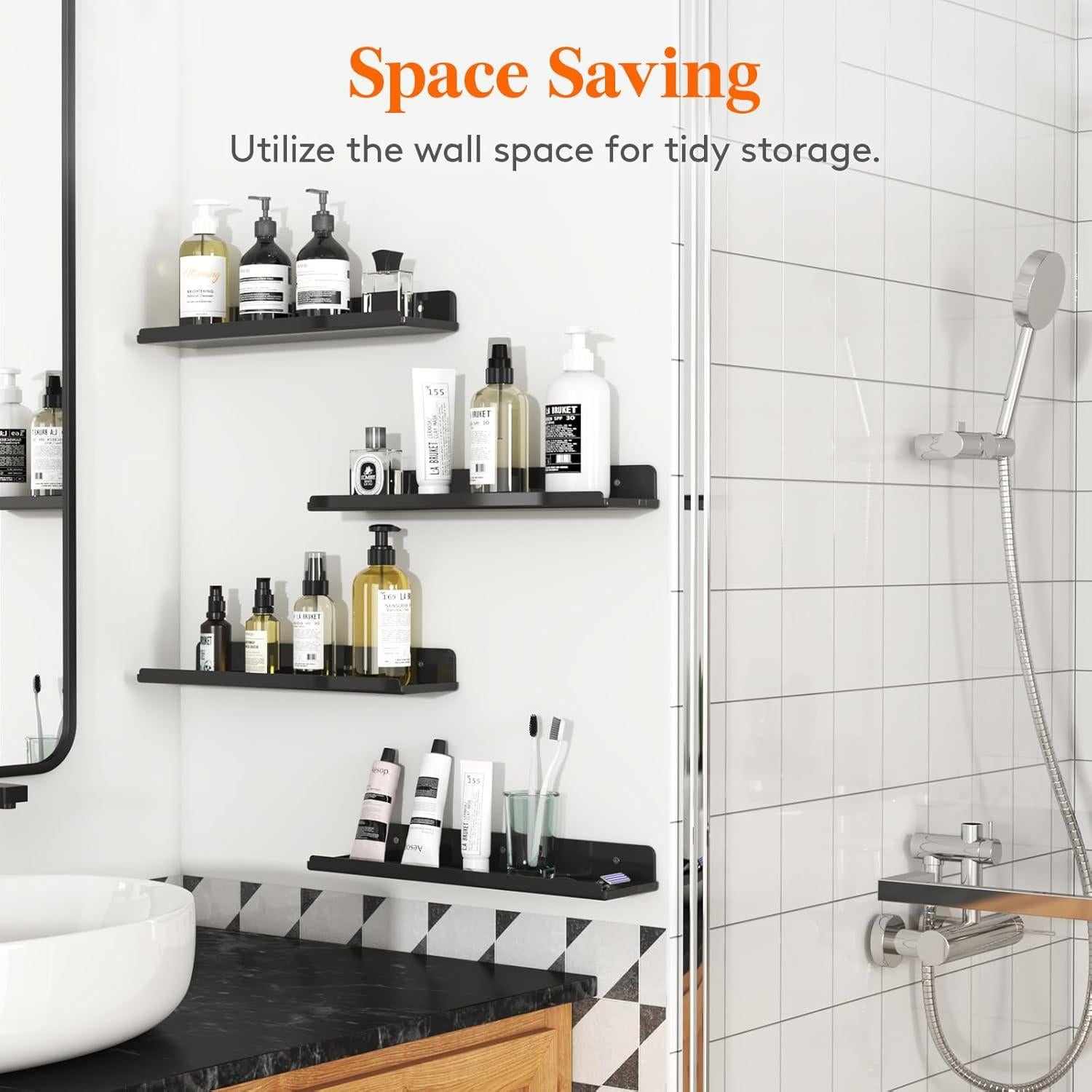 Estantes Flotantes Lifewit Negros 4 Piezas 38x10 cm