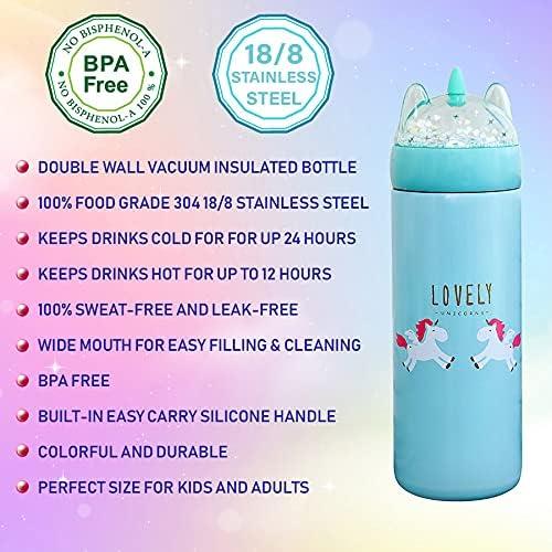 Botella de Agua KINIA 354 ml Acero Inoxidable Unicornio Azul