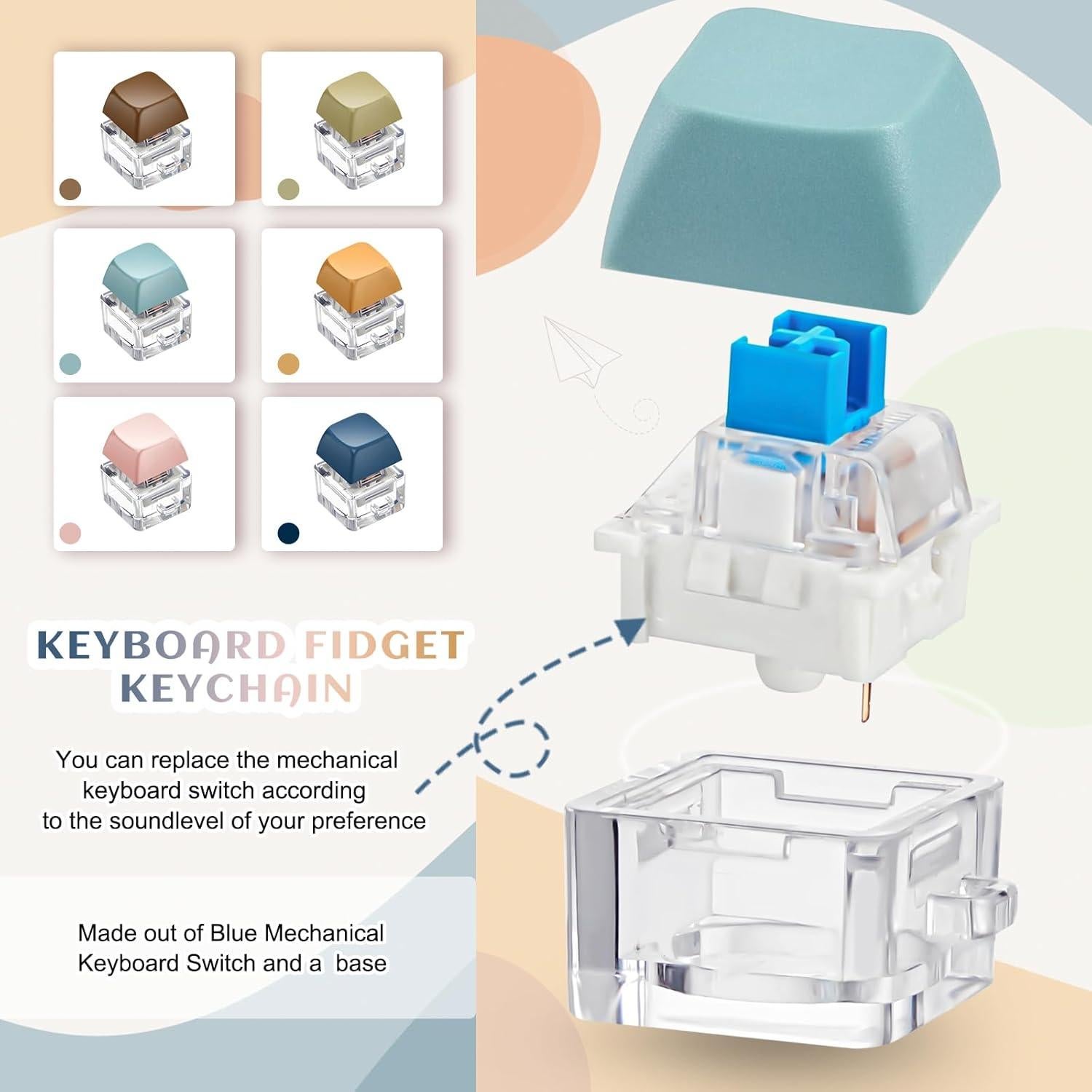 Llaveros Antiestrés Clicker Taiyin - 6 Piezas Color Morandi