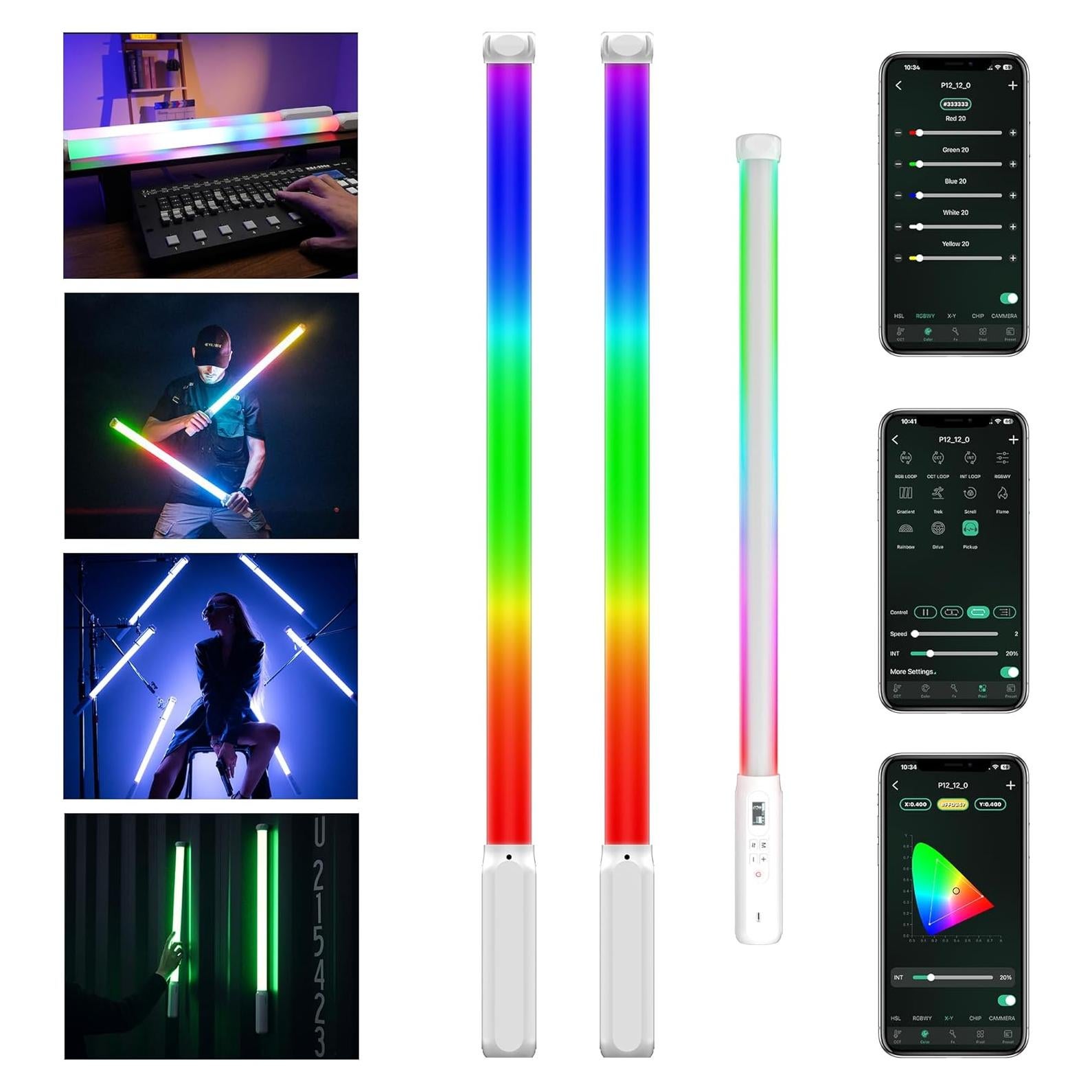 Tubo de Luz LED RGB VILTROX P12 2 Pack, Control DMX, 2500-8500K