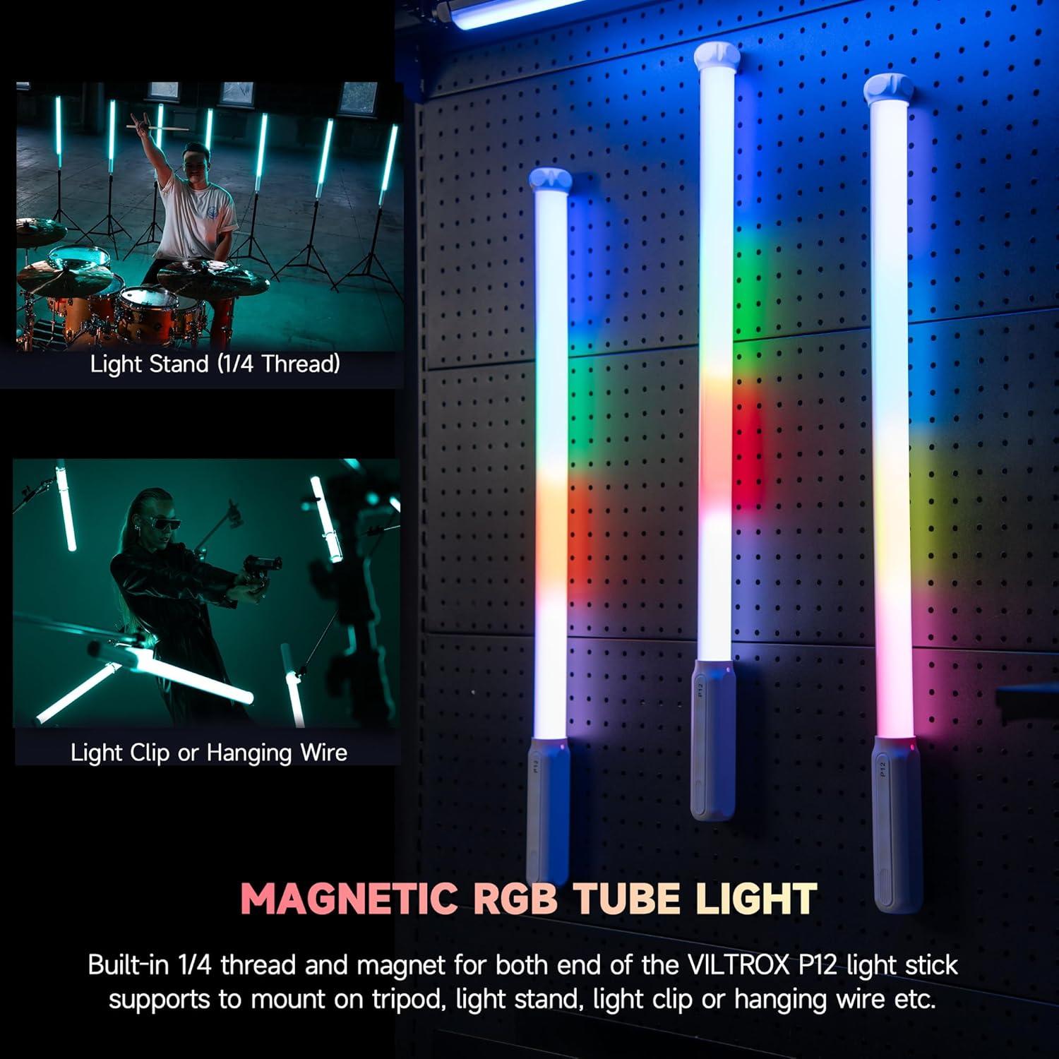 Tubo de Luz LED RGB VILTROX P12 2 Pack, Control DMX, 2500-8500K