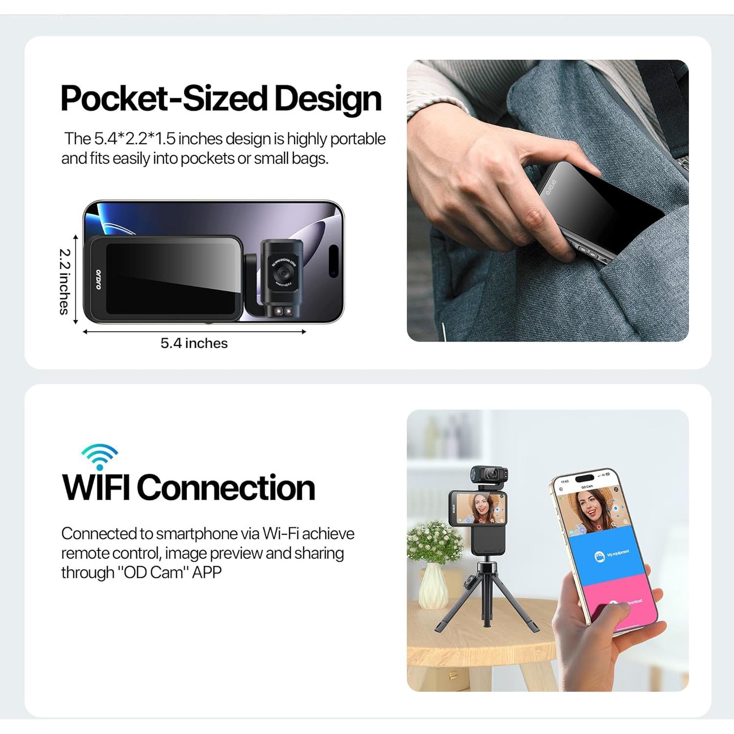 Cámara de Vlogging 5K Tussvie M3 con Pantalla Táctil 3.5"