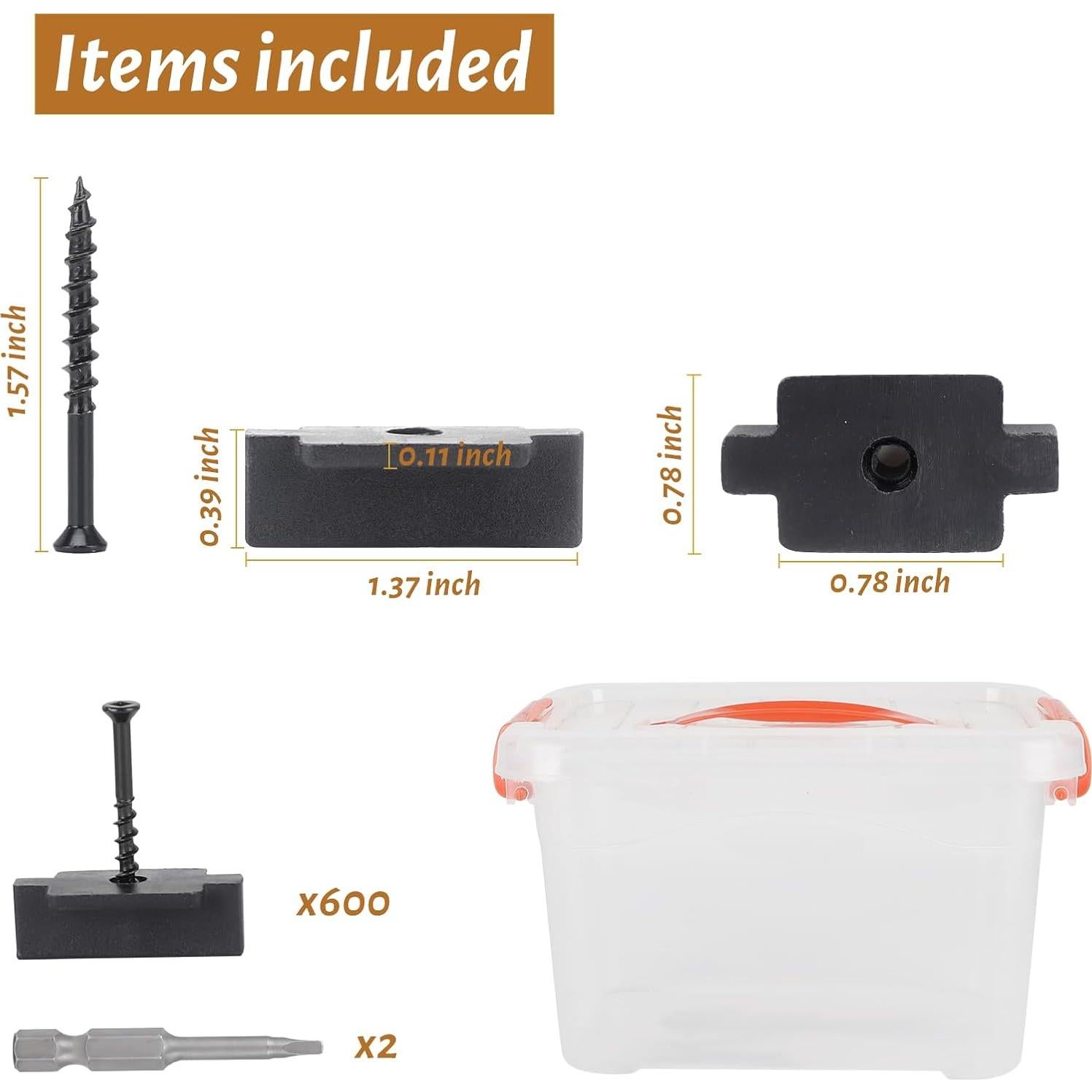 600 Sujetadores Ocultos de Nylon Yeipower para Decking