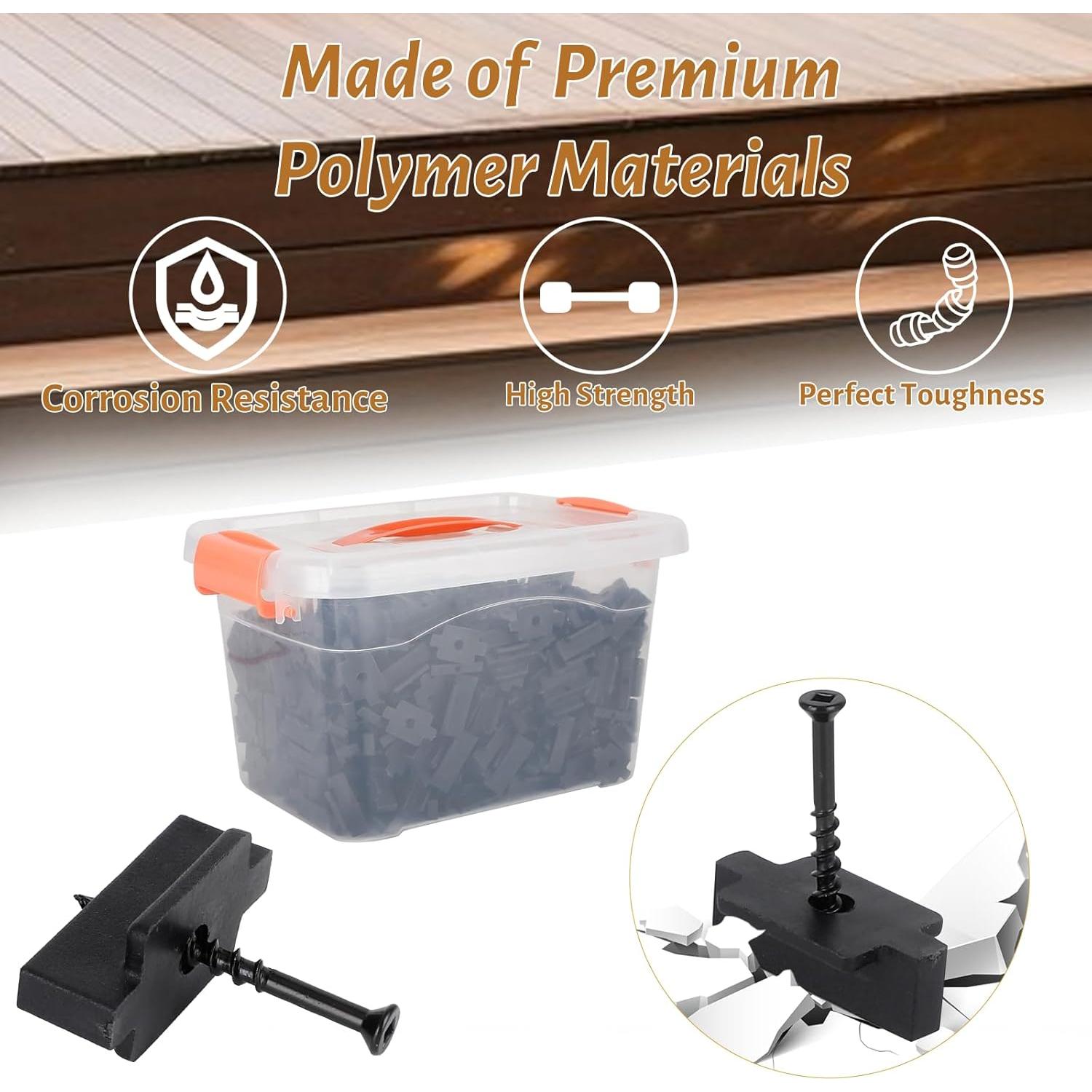 600 Sujetadores Ocultos de Nylon Yeipower para Decking