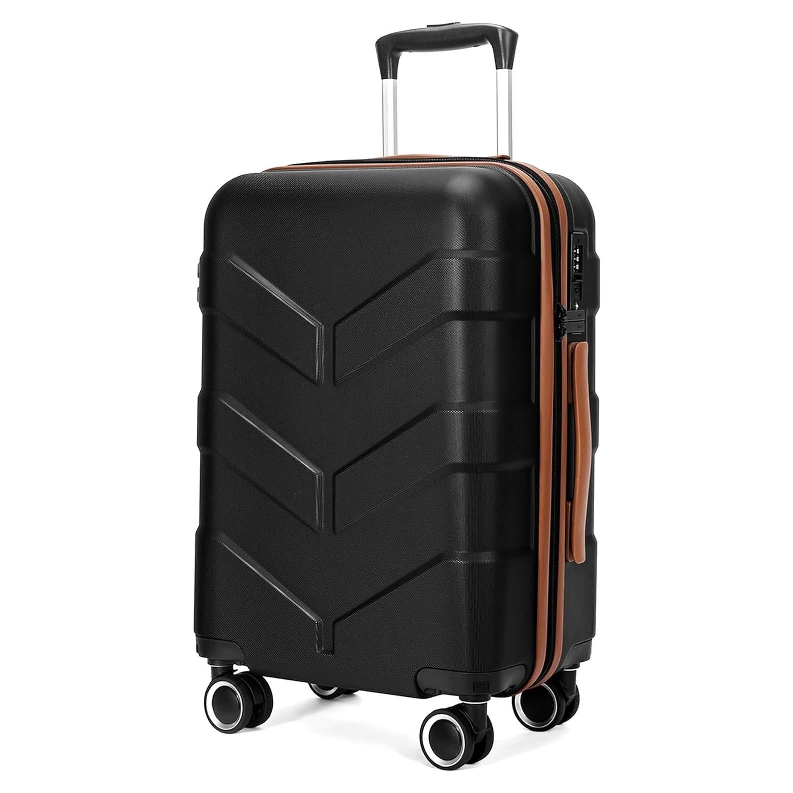 Hardside Carry On Luggage 22x14x9 Airline Approved with Spinner Wheels, 20-inch Carry-On Suitcase for Men & Women, Black