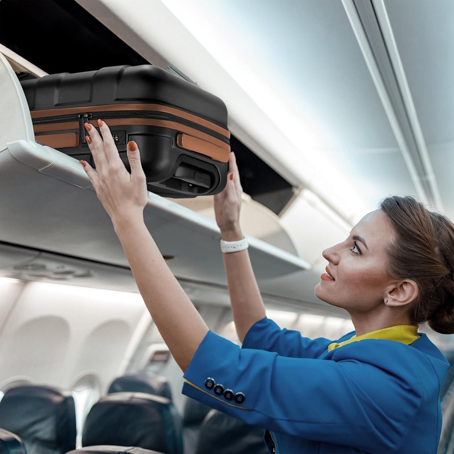 Hardside Carry On Luggage 22x14x9 Airline Approved with Spinner Wheels, 20-inch Carry-On Suitcase for Men & Women, Black