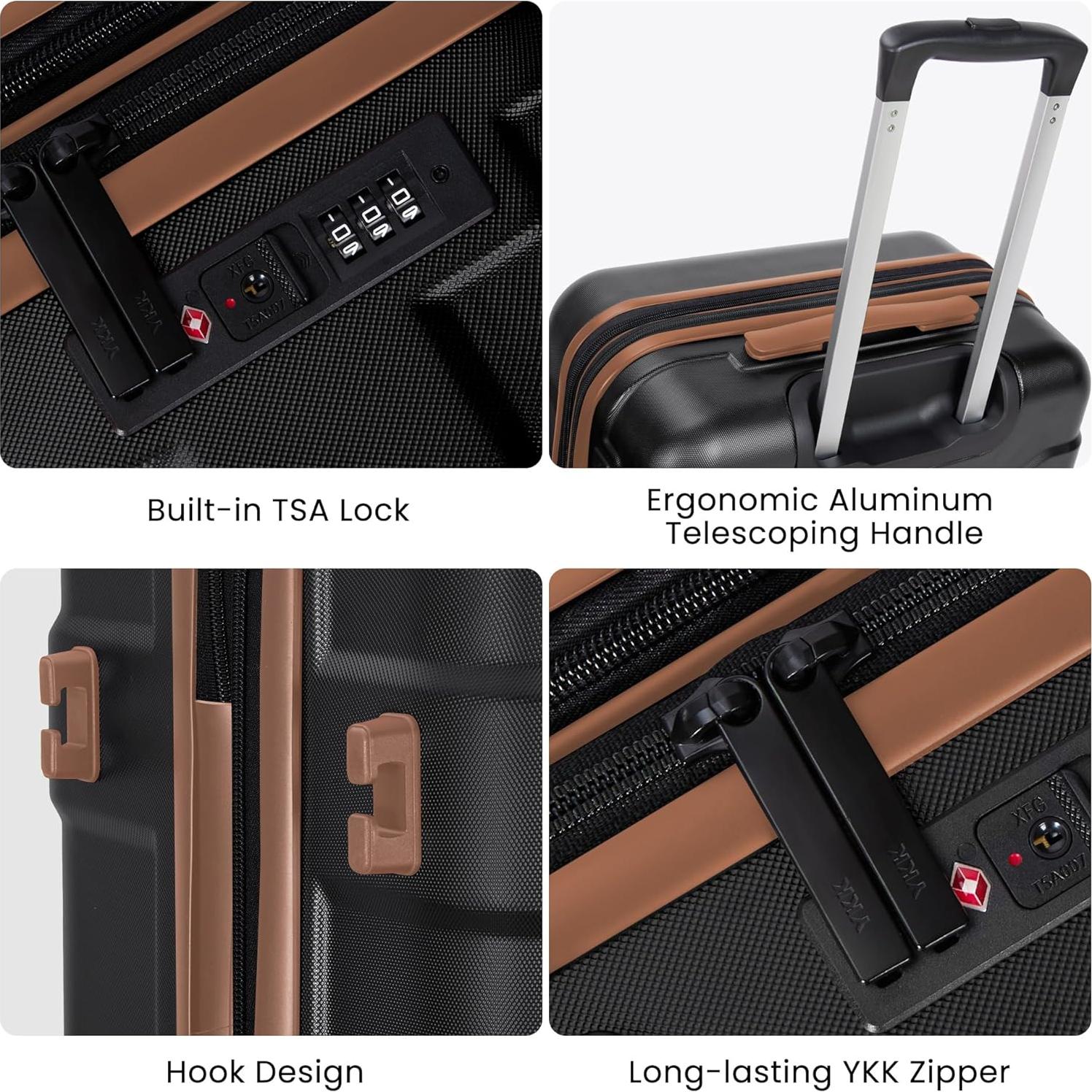 Hardside Carry On Luggage 22x14x9 Airline Approved with Spinner Wheels, 20-inch Carry-On Suitcase for Men & Women, Black