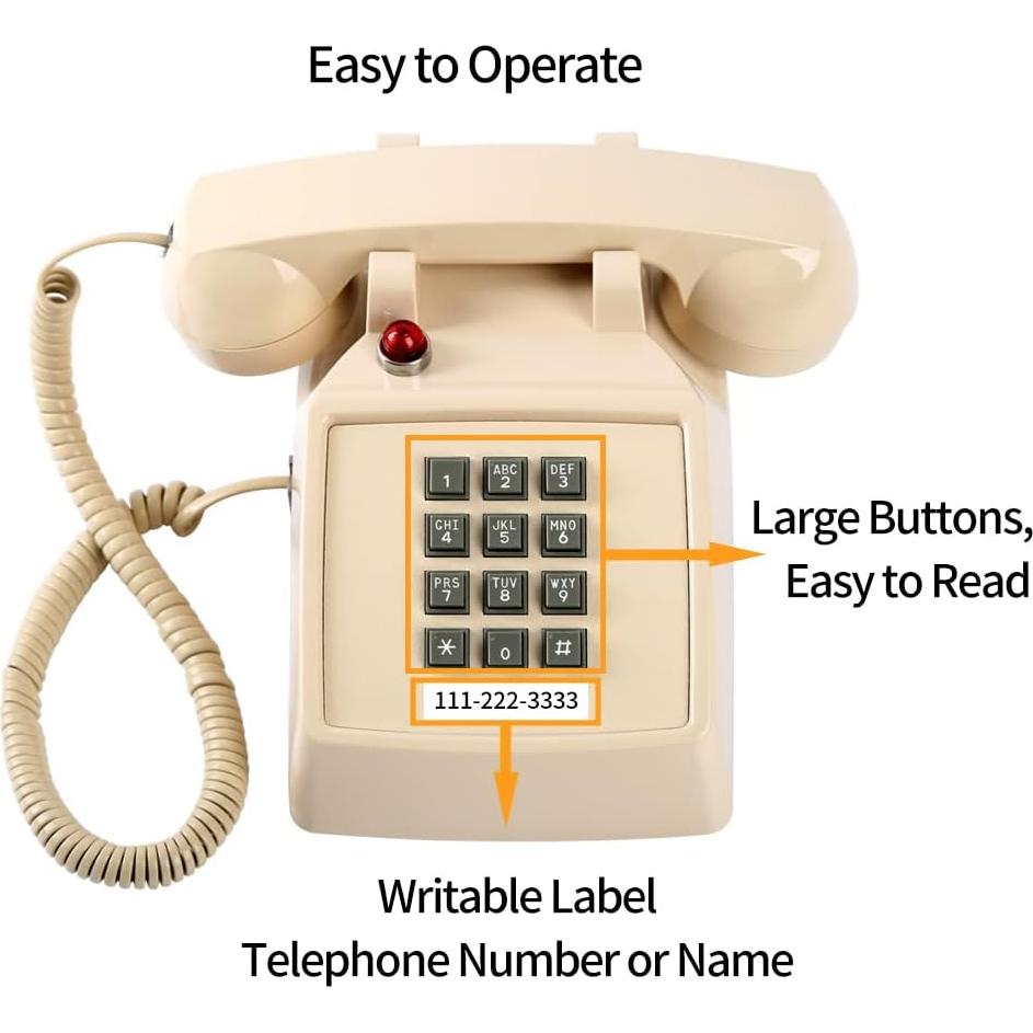 Teléfono de Línea Terrestre Retro Beige HTMengt 0.88kg