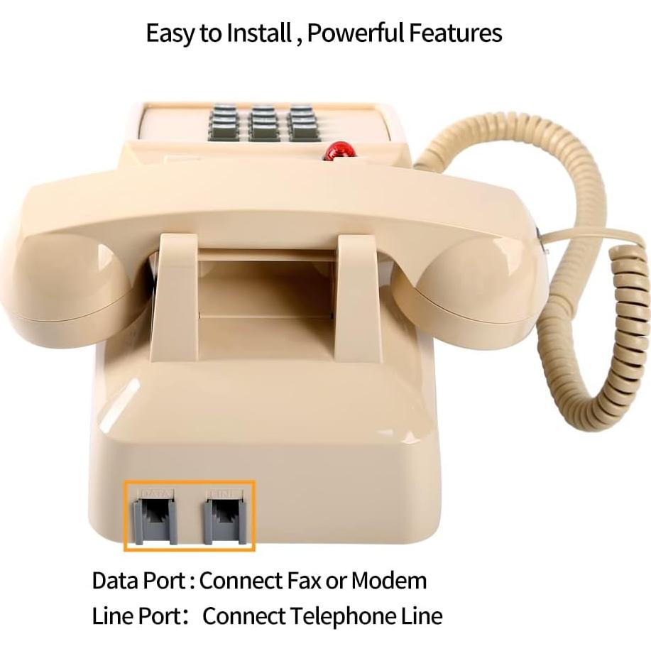 Teléfono de Línea Terrestre Retro Beige HTMengt 0.88kg