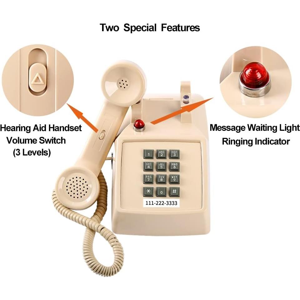 Teléfono de Línea Terrestre Retro Beige HTMengt 0.88kg