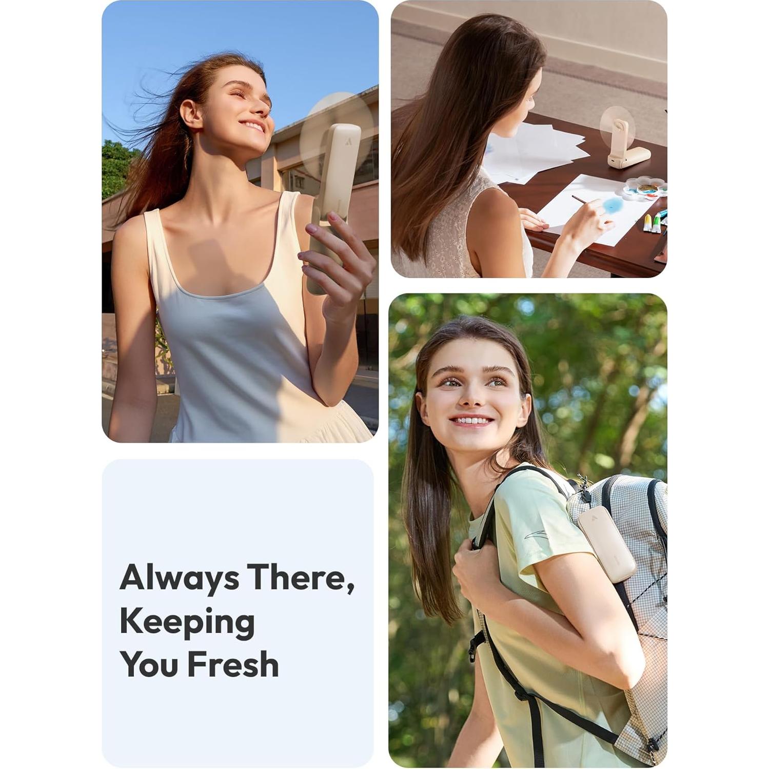 Ventilador Portátil Aecooly PF01 Beige Plegable 3 Velocidades