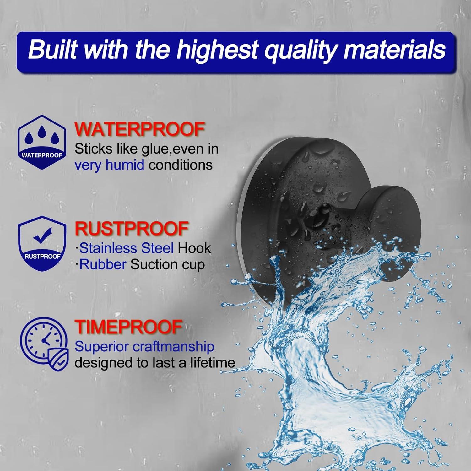 Ganchos de Ventosa Bntuk para Ducha 2 Paquete Negro