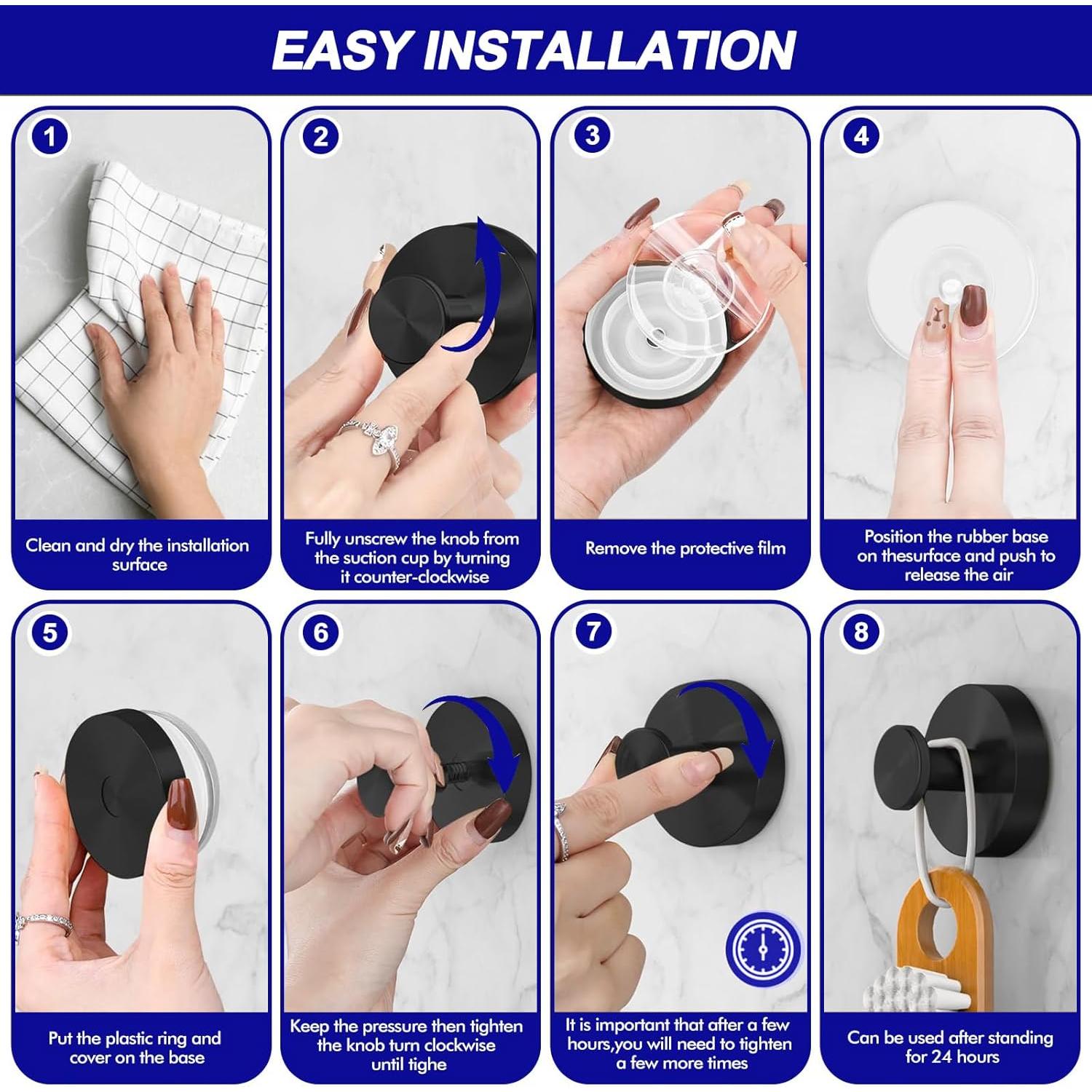 Ganchos de Ventosa Bntuk para Ducha 2 Paquete Negro