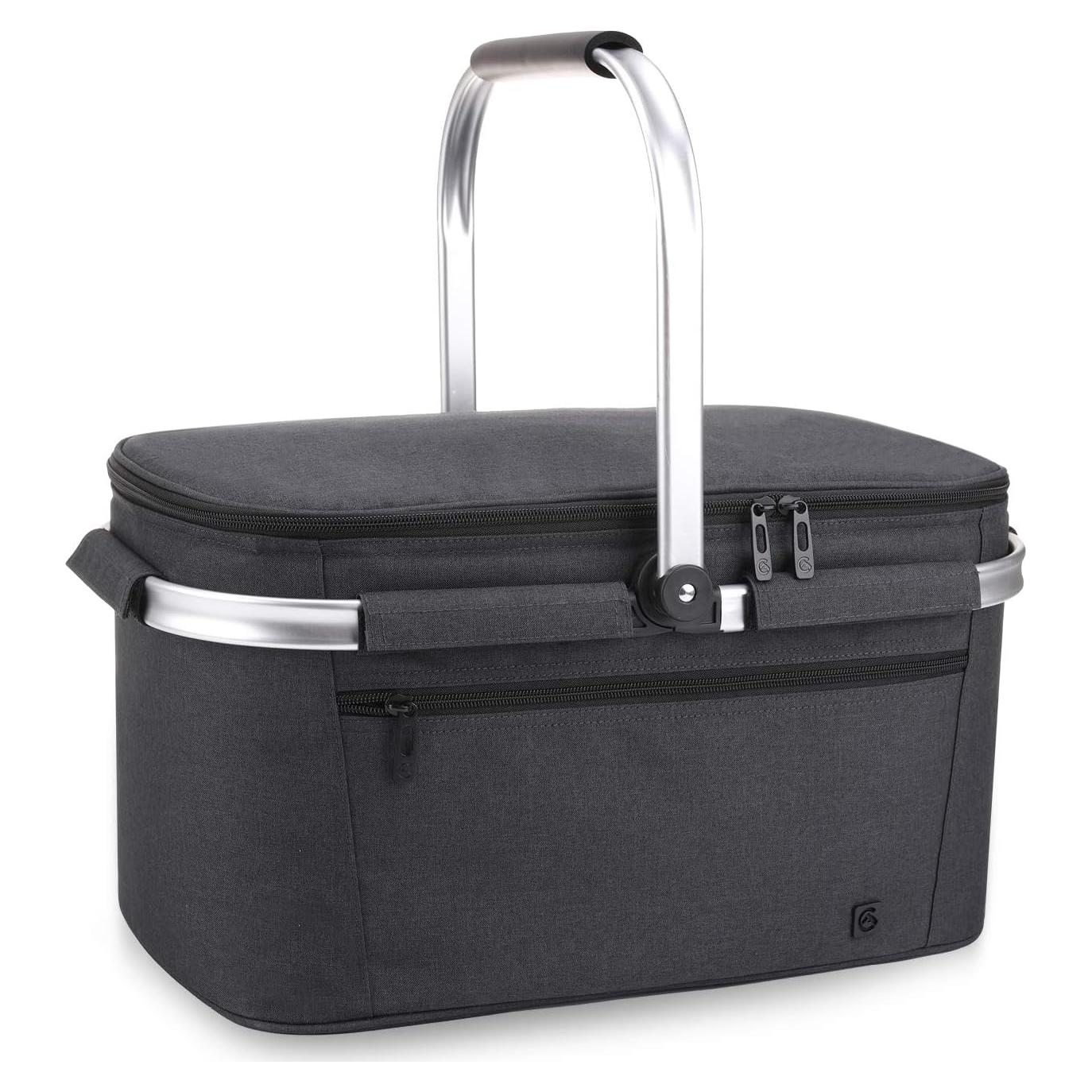Cesta de Picnic Grande ALLCAMP 32L Aislada Plegable Negra