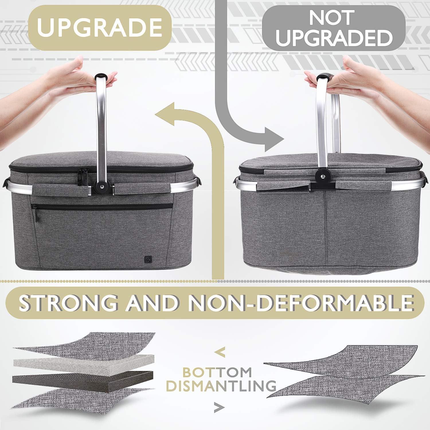 Cesta de Picnic Grande ALLCAMP 32L Aislada Plegable Negra